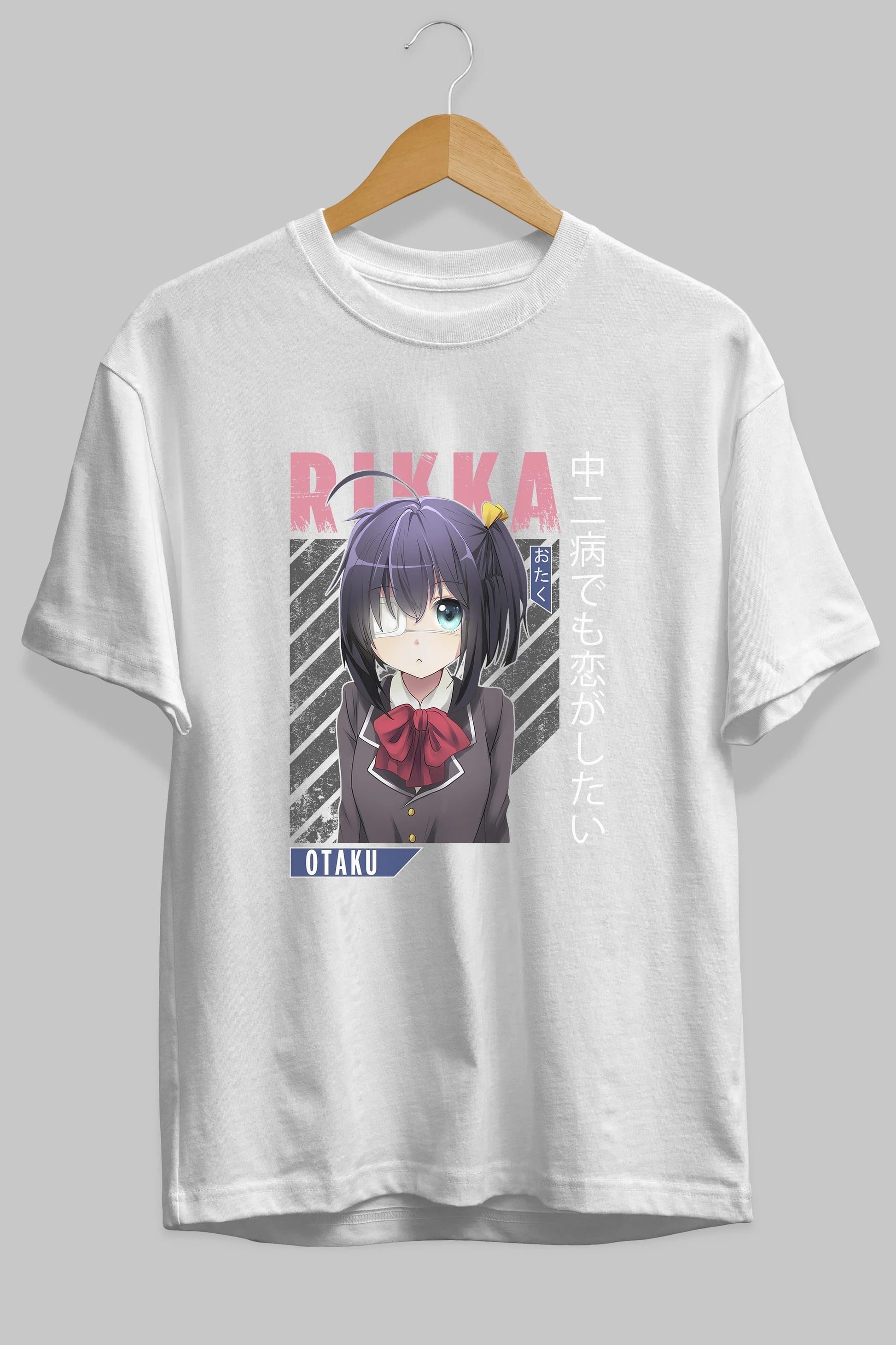 Rikka Takanashi 9 Anime Ön Baskılı Oversize t-shirt %100 pamuk Erkek Kadın Unisex