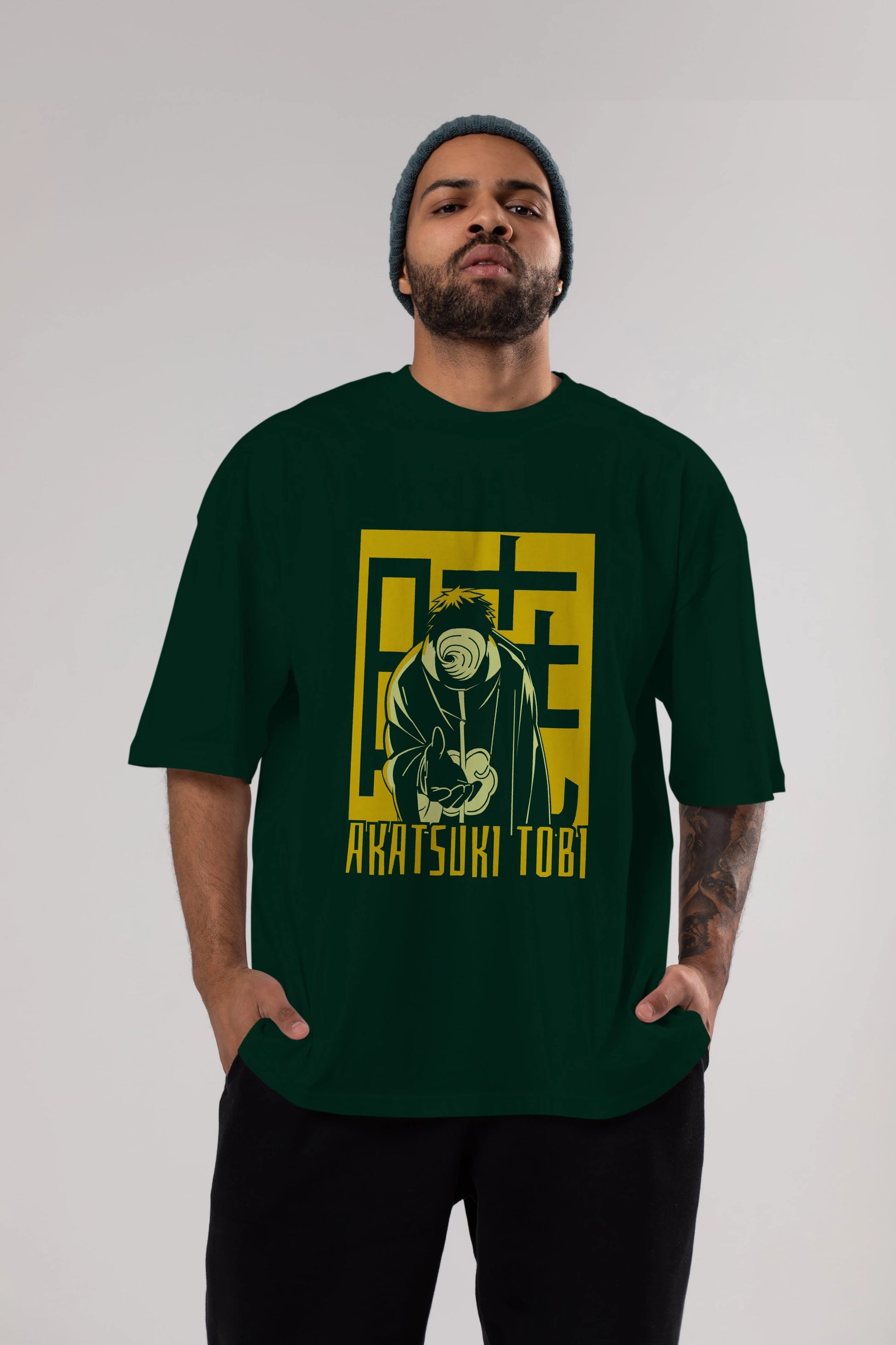 AKATSUKI OBITO NARUTO Anime Ön Baskılı Oversize t-shirt %100 pamuk Erkek Kadın Unisex