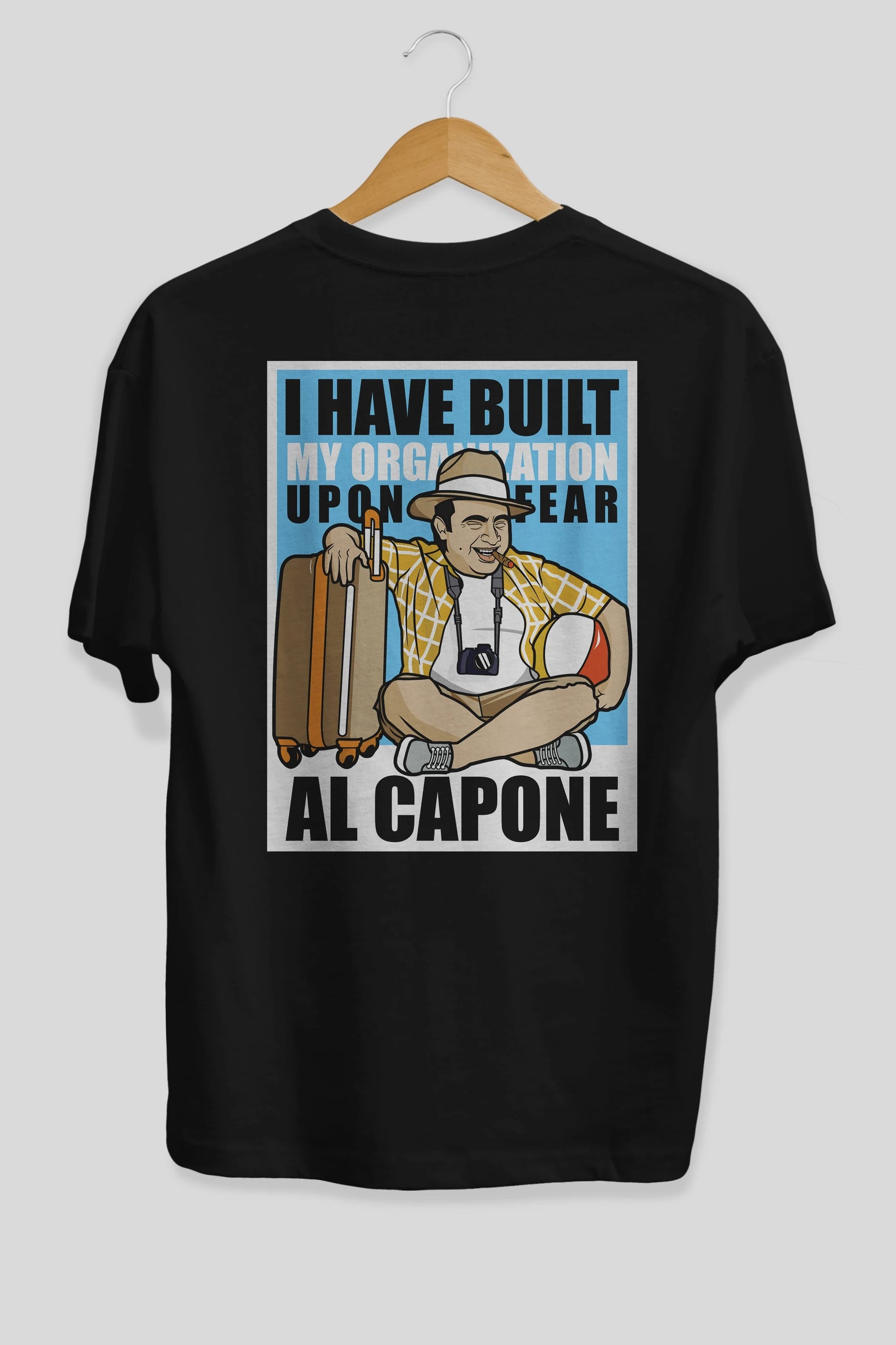 Al Capone Holiday Arka Baskılı Oversize t-shirt Erkek Kadın Unisex %100 Pamuk tişort