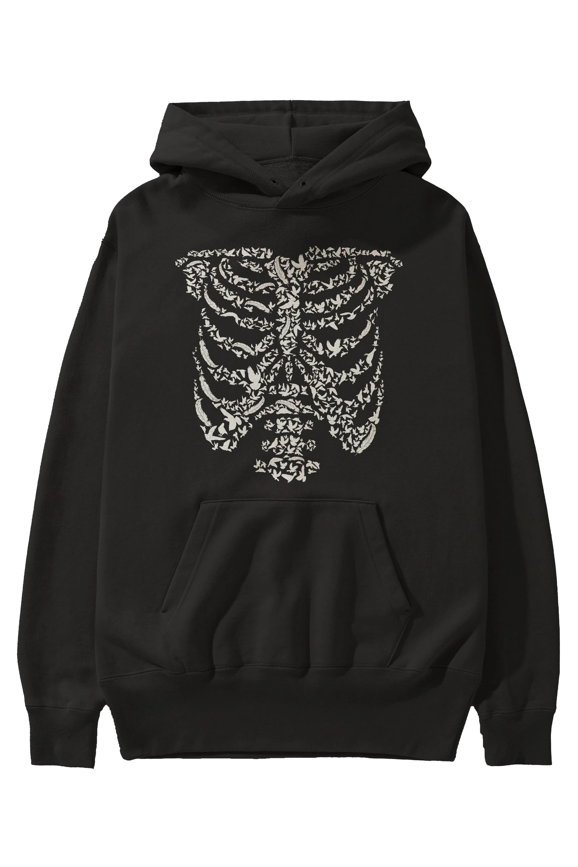 Ribcage Bird Ön Baskılı Hoodie Oversize Kapüşonlu Sweatshirt Erkek Kadın Unisex