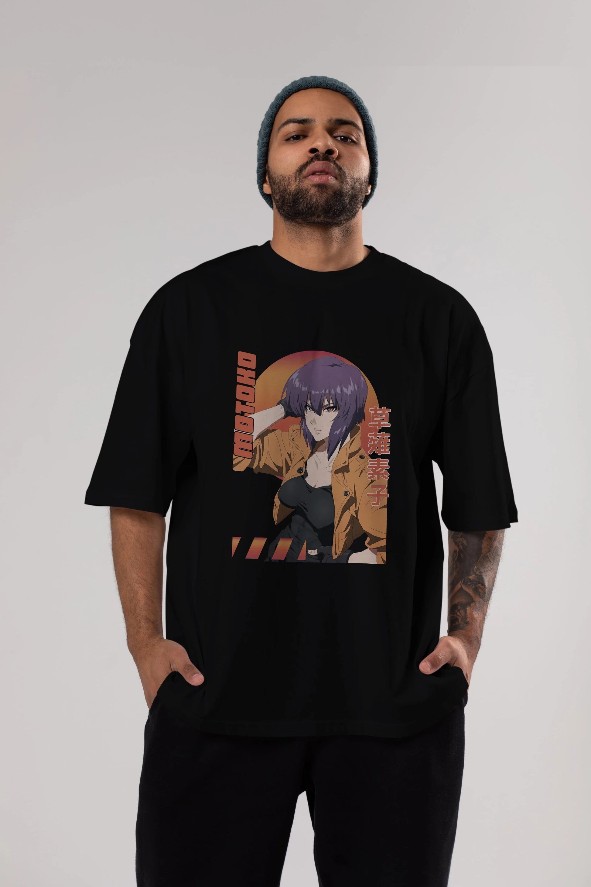 Motoko Kusanagi 9 Anime Ön Baskılı Oversize t-shirt %100 pamuk Erkek Kadın Unisex
