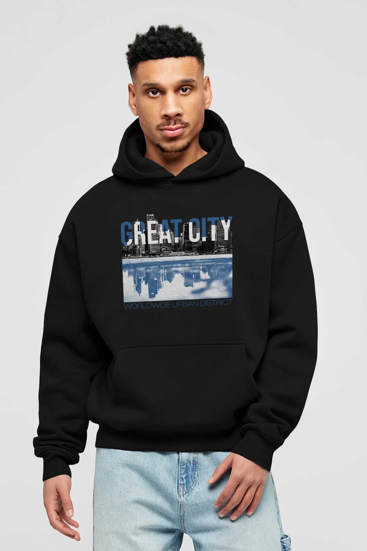Great City Ön Baskılı Hoodie Oversize Kapüşonlu Sweatshirt Erkek Kadın Unisex