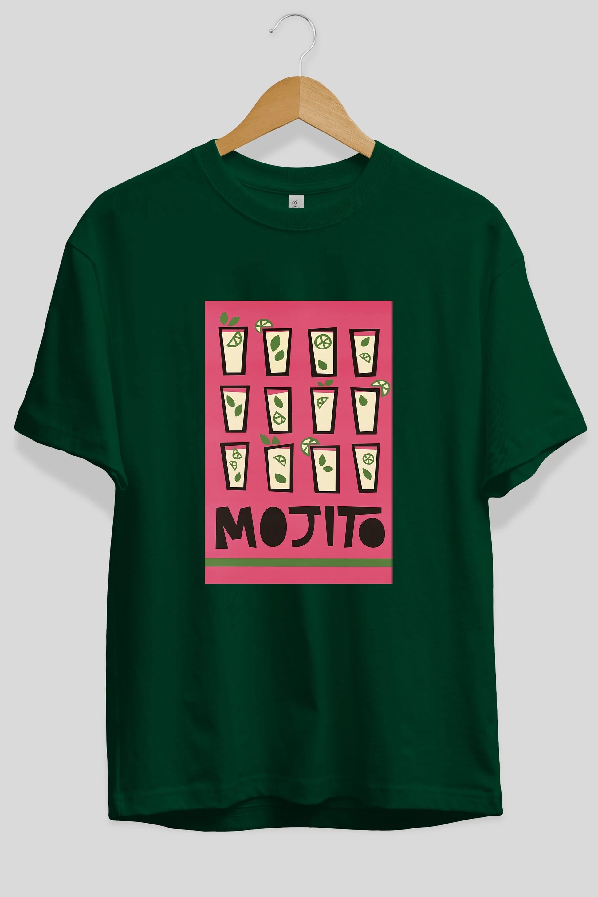 Mojito Ön Baskılı Oversize t-shirt Erkek Kadın Unisex %100 Pamuk Bisiklet Yaka tişort