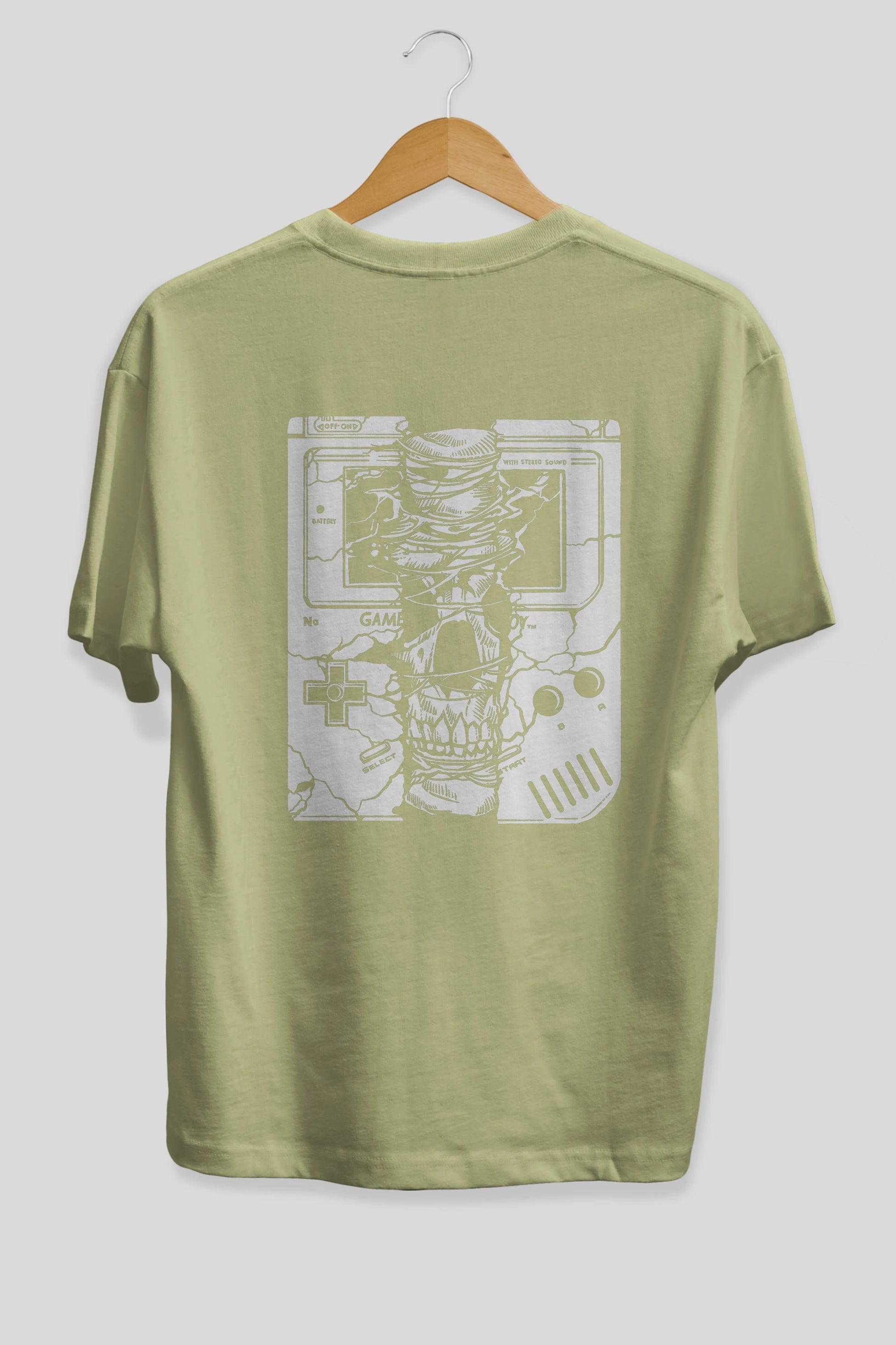 Gameboy Skull Arka Baskılı Oversize t-shirt Erkek Kadın Unisex %100 Pamuk