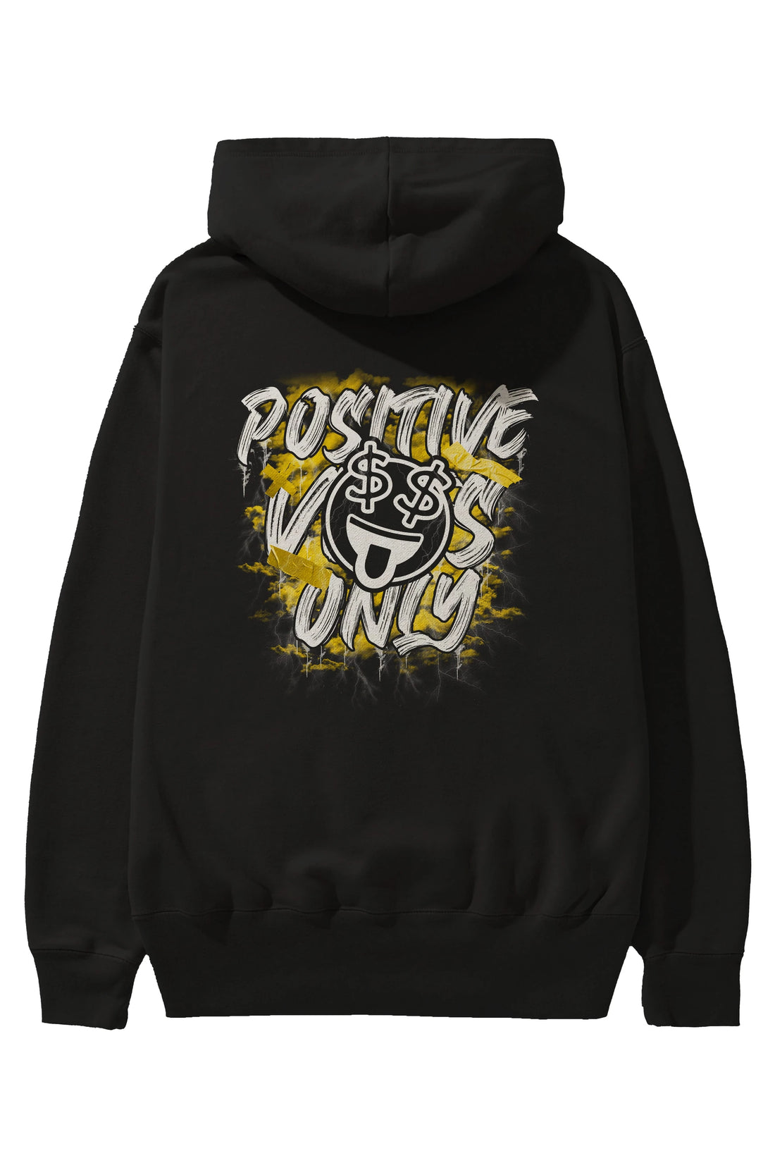 Positive Only Arka Baskılı Hoodie Oversize Kapüşonlu Sweatshirt Erkek Kadın Unisex