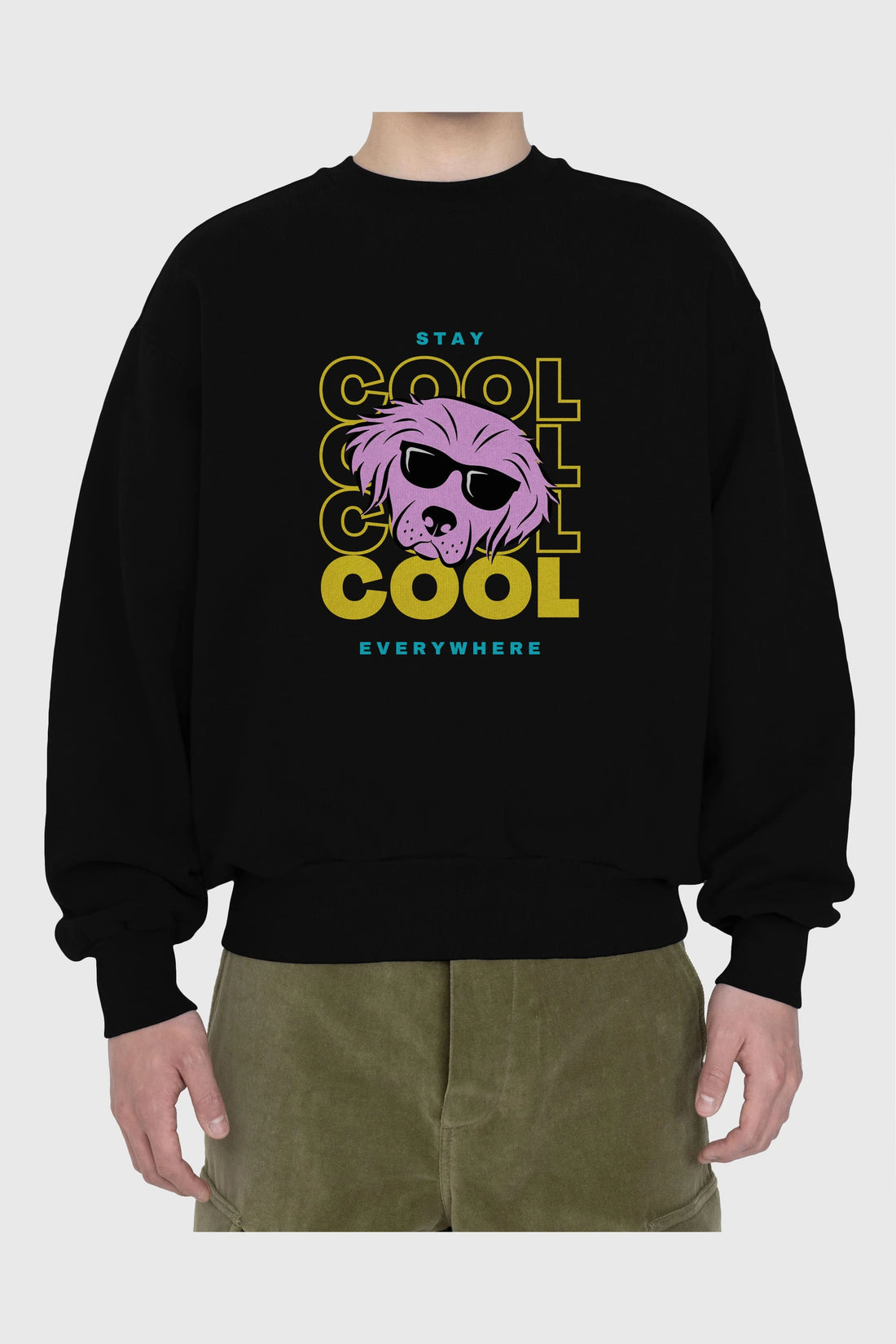 Cool Dog 2 Ön Baskılı Oversize Sweatshirt Erkek Kadın Unisex