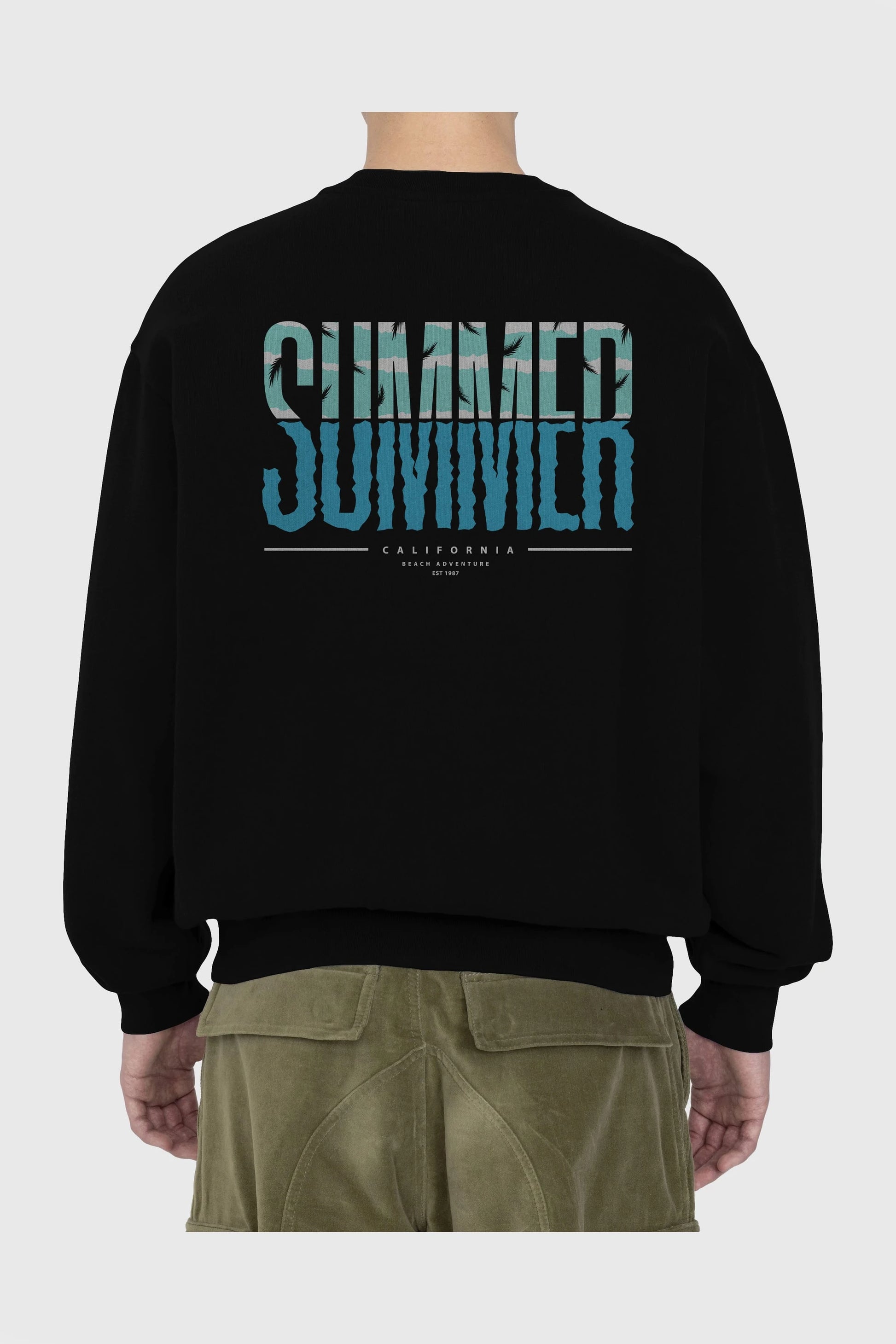 Summer California Arka Baskılı Oversize Sweatshirt Erkek Kadın Unisex