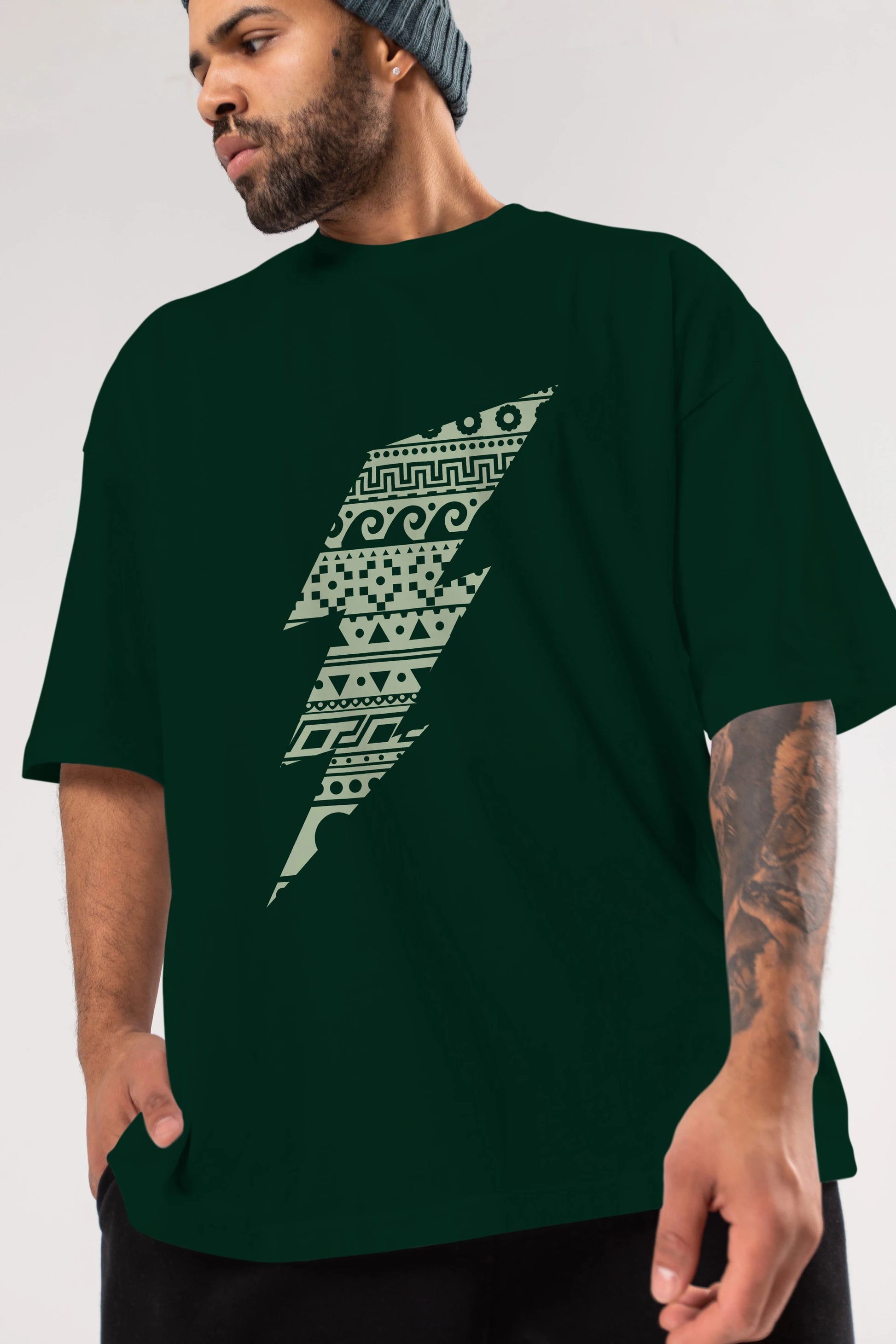 Thunderbolt Ön Baskılı Oversize t-shirt %100 pamuk Erkek Kadın Unisex