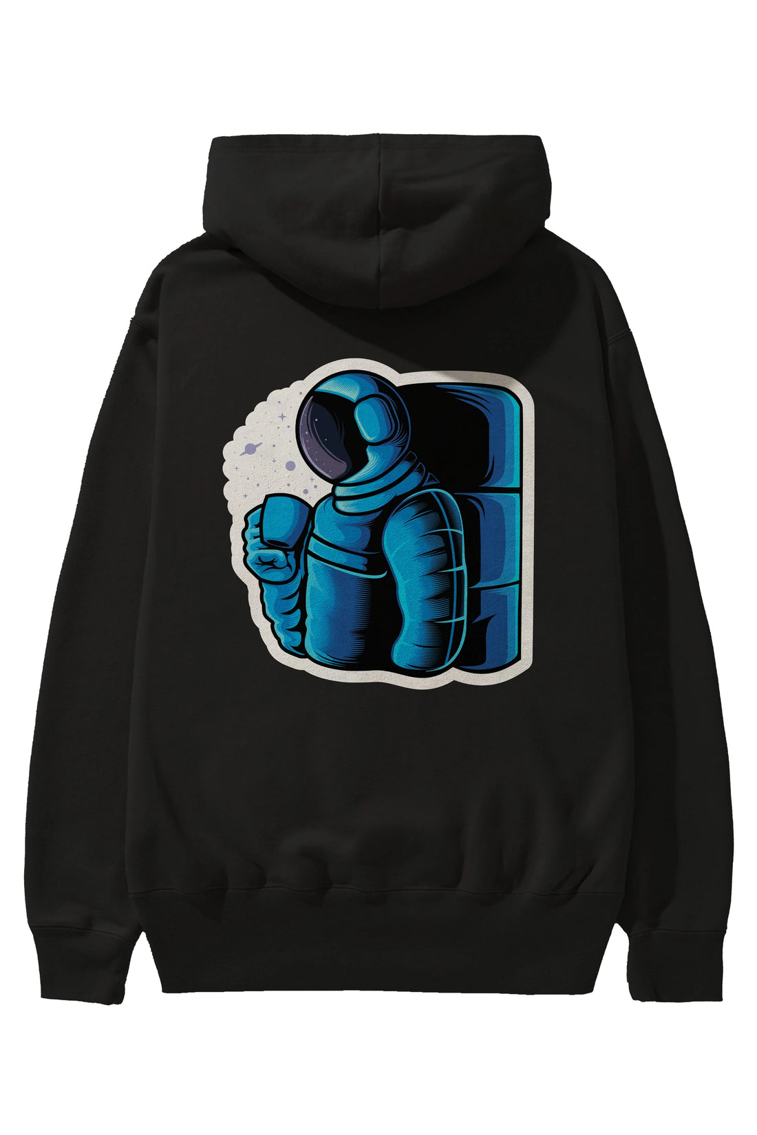 Drinking coffee in space sticker Arka Baskılı Hoodie Oversize Kapüşonlu Sweatshirt Erkek Kadın Unisex