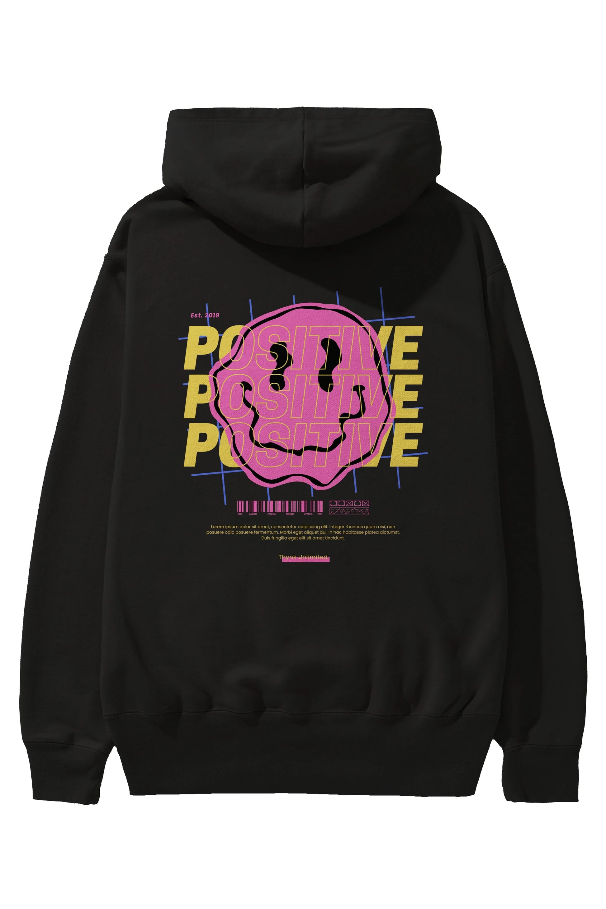 Positive 2 Arka Baskılı Oversize Hoodie Kapüşonlu Sweatshirt Erkek Kadın Unisex