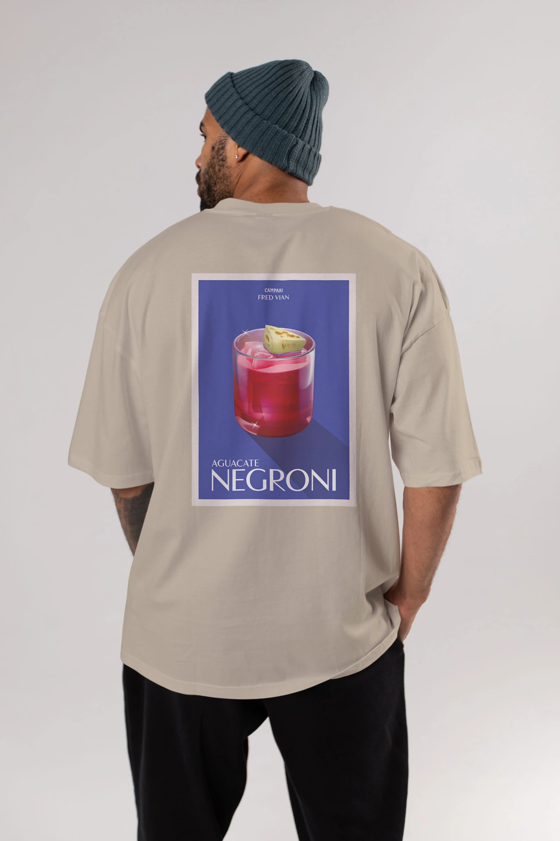 Aguacate Negroni Arka Baskılı Oversize t-shirt Erkek Kadın Unisex %100 Pamuk Bisiklet Yaka tişort