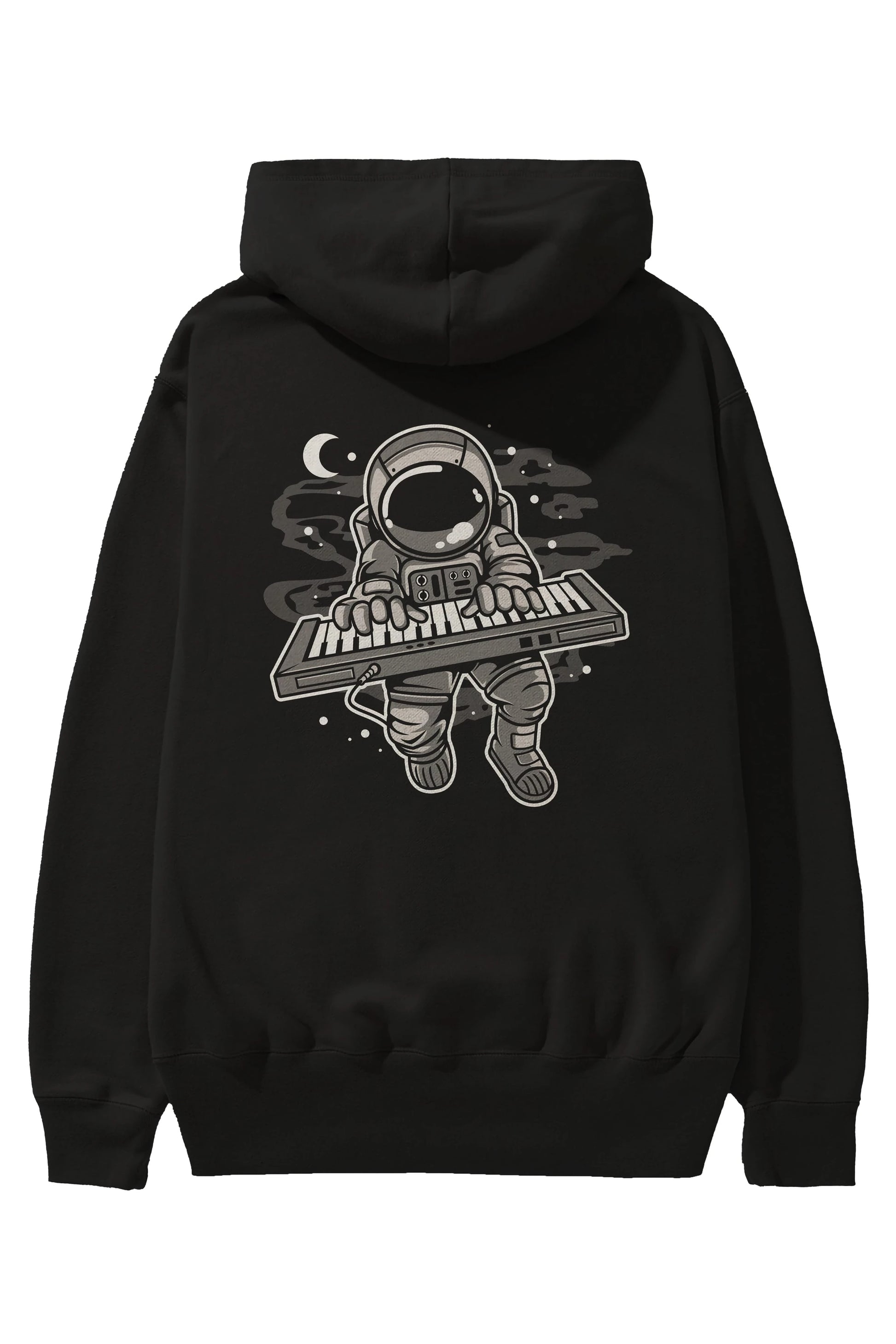 Astronaut Keyboard Arka Baskılı Hoodie Oversize Kapüşonlu Sweatshirt Erkek Kadın Unisex