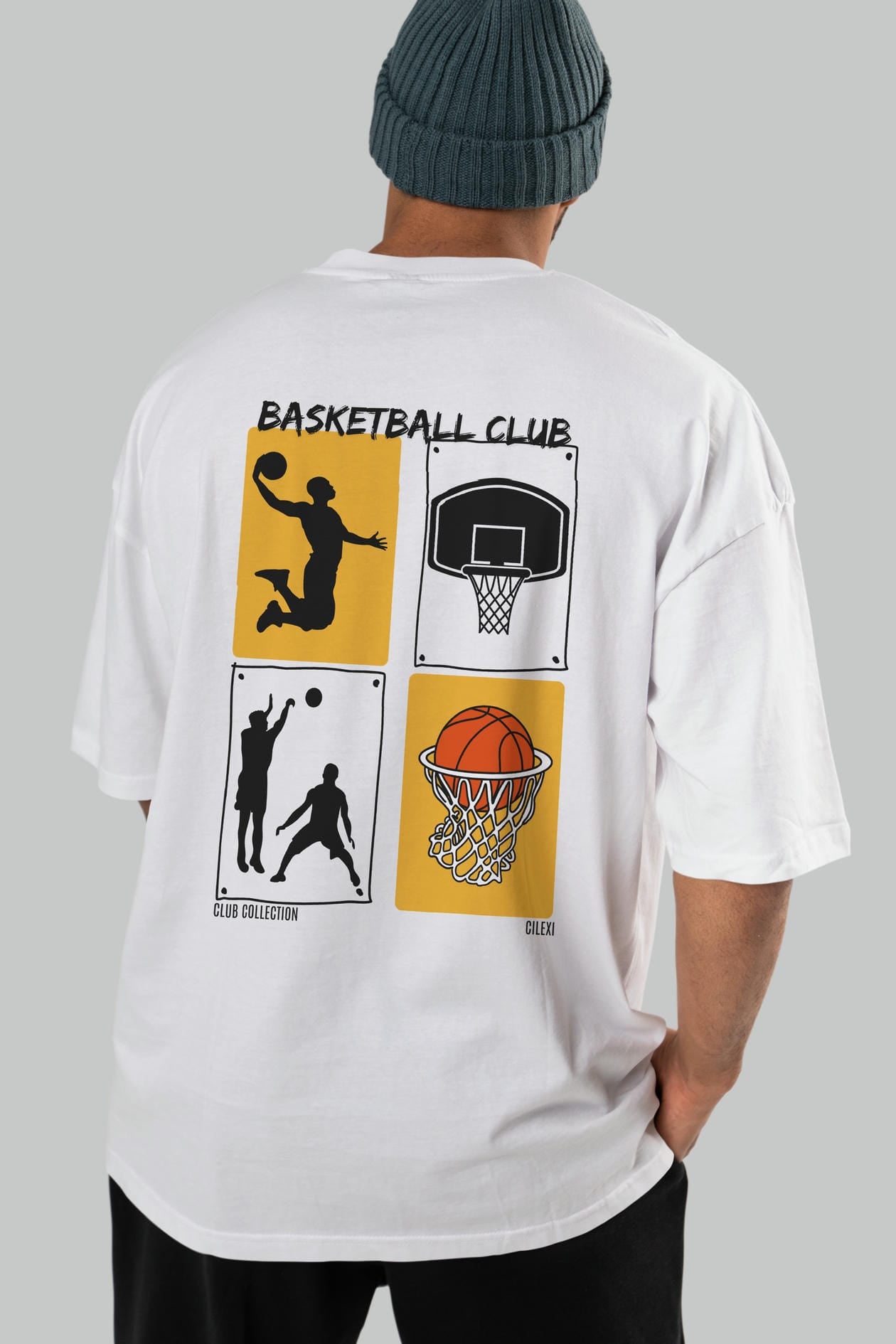 Basketball Club Arka Baskılı Oversize t-shirt Erkek Kadın %100 Pamuk Bisiklet Yaka tişort
