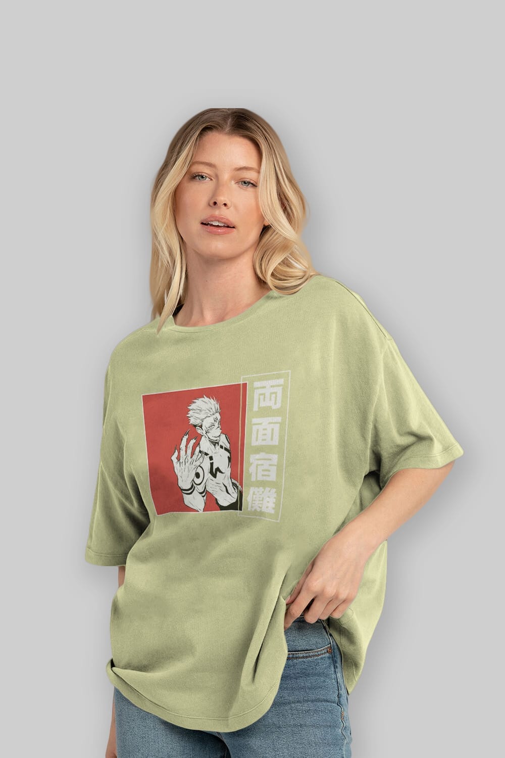 Sukuna Ryoumen 2 Anime Ön Baskılı Oversize t-shirt %100 pamuk Erkek Kadın Unisex