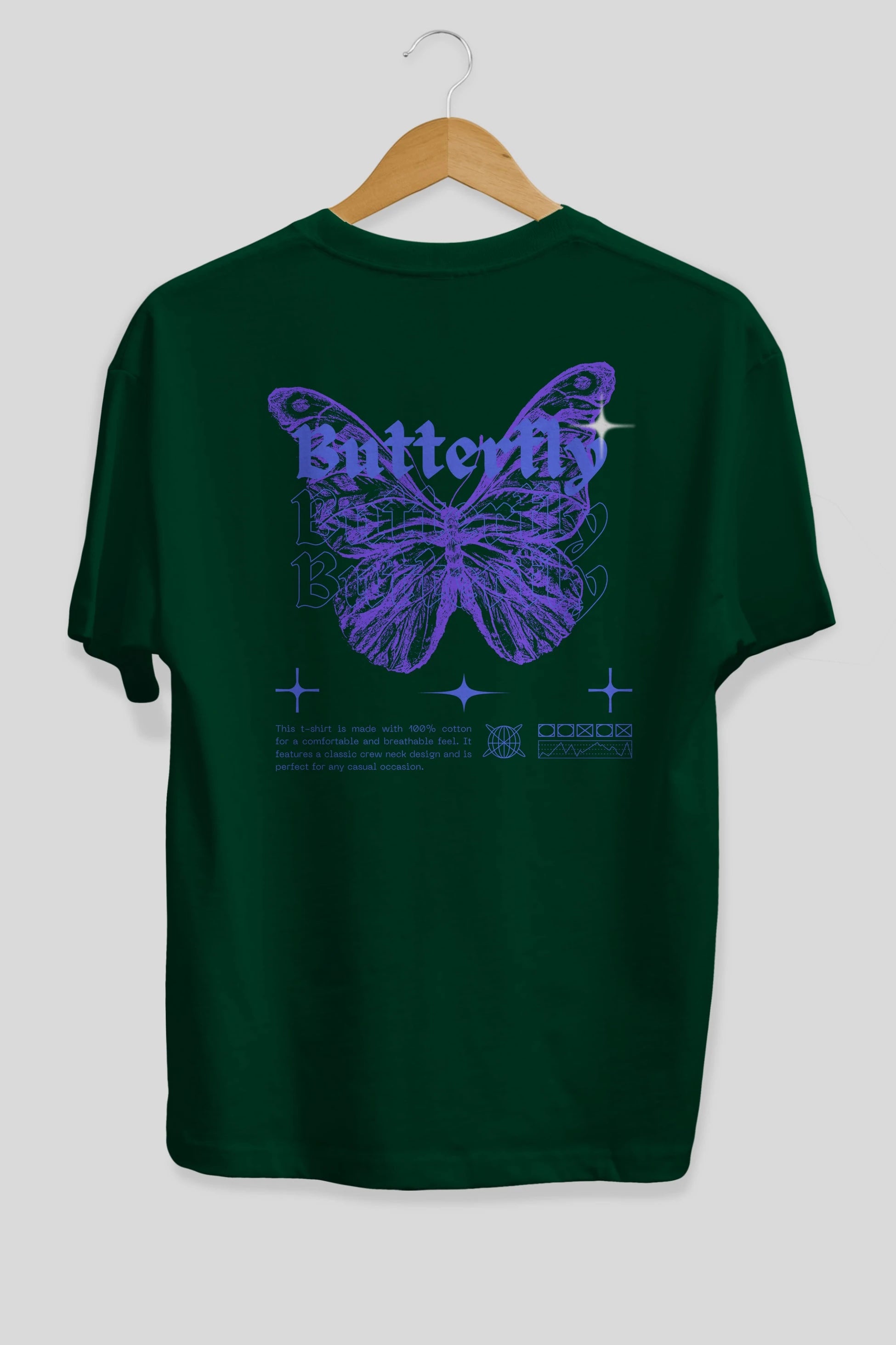 Butterfly Streetwear Arka Baskılı Oversize t-shirt Erkek Kadın Unisex