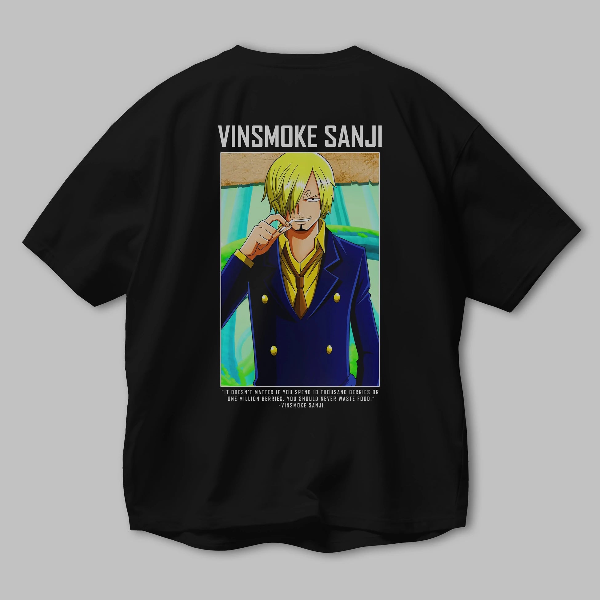 Sanji 2 Anime Arka Baskılı Oversize t-shirt Erkek Kadın Unisex %100 pamuk tişort