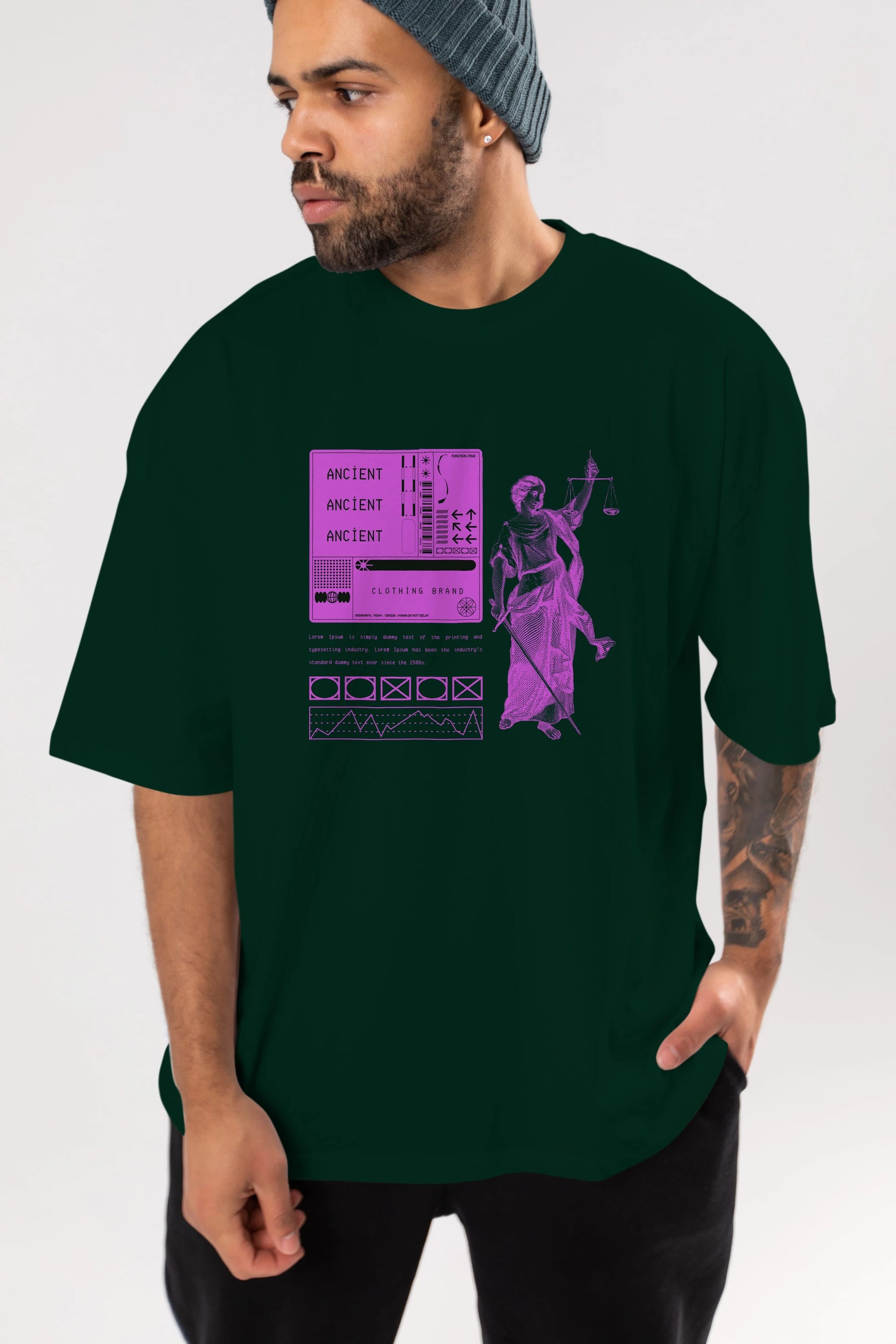Ancient Streetwear Ön Baskılı Oversize t-shirt Erkek Kadın Unisex