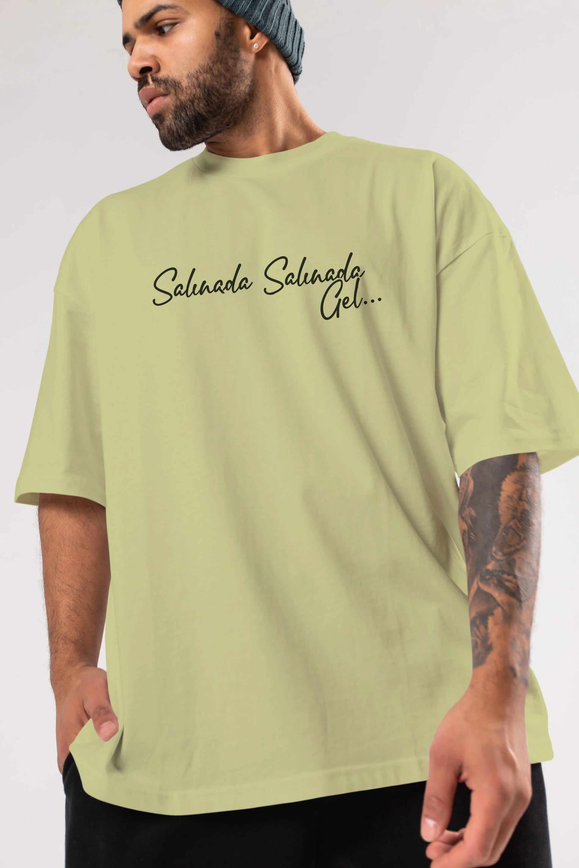 Salınada Salına Gel Ön Baskılı Oversize t-shirt %100 pamuk Erkek Kadın Unisex