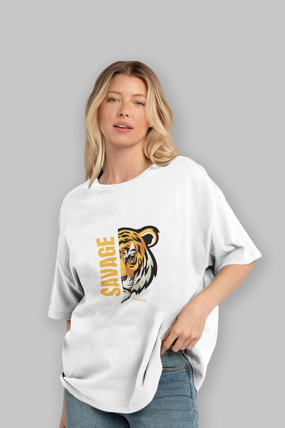 Savage Brooklyn Yazılı Ön Baskılı Oversize t-shirt Erkek Kadın Unisex