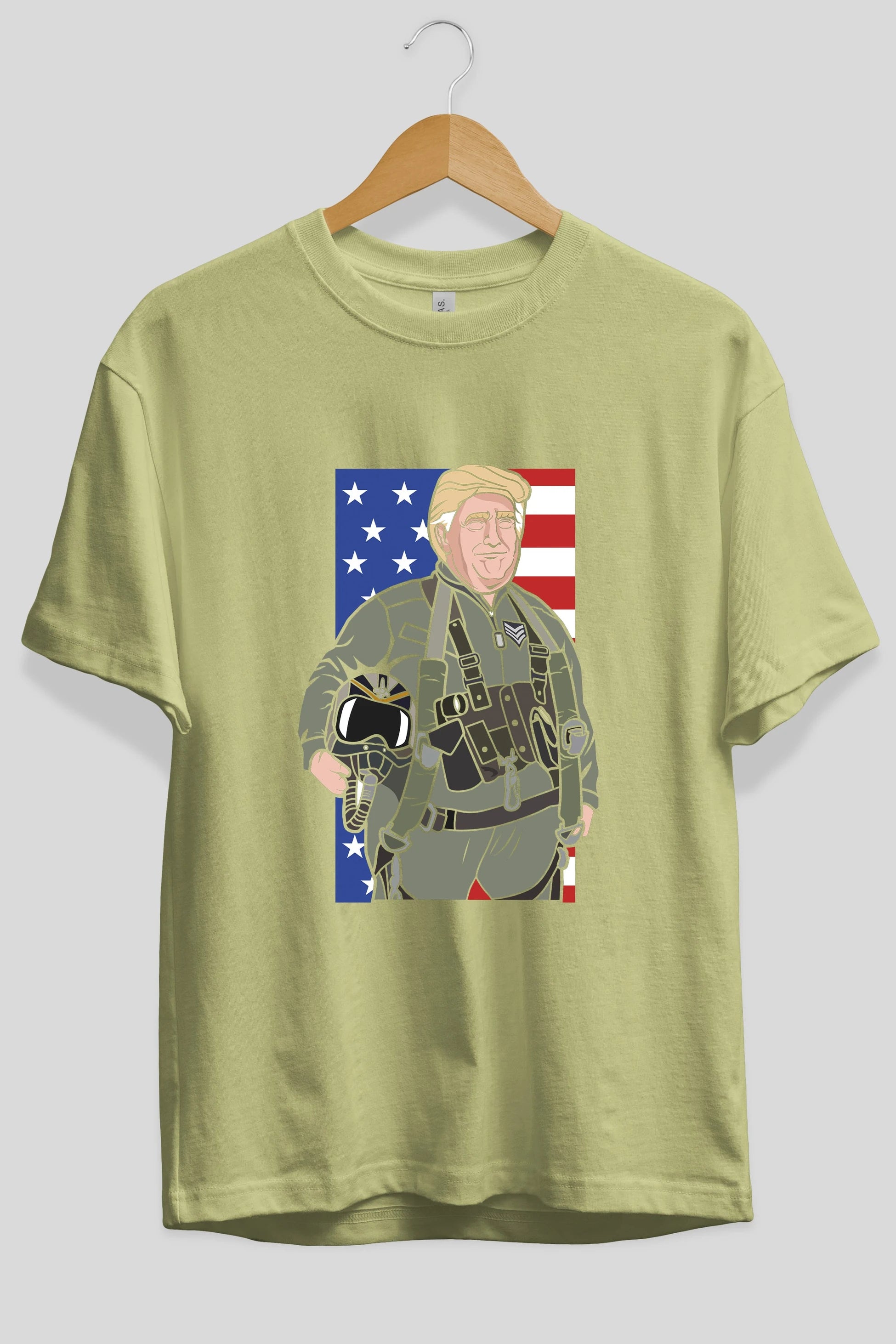 Trump Jetplane Pilot Ön Baskılı Oversize t-shirt Erkek Kadın Unisex %100 Pamuk tişort