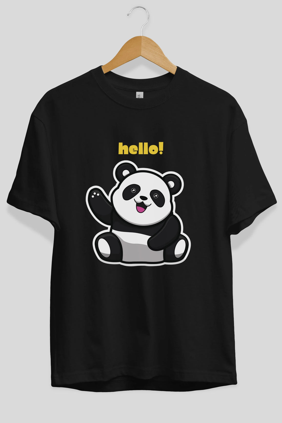 Hello Panda Ön Baskılı Oversize t-shirt Erkek Kadın Unisex