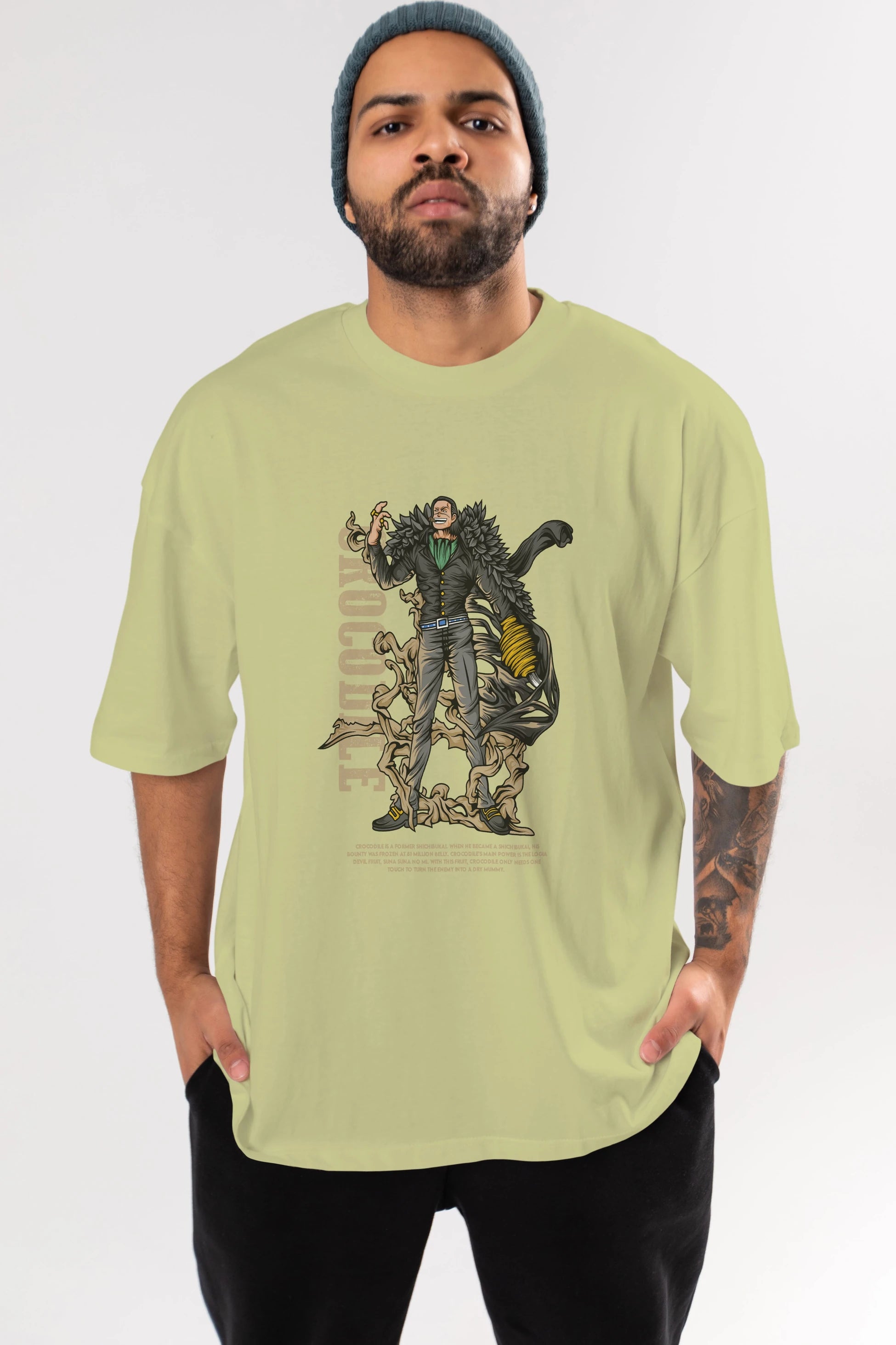 Crocodile Anime Ön Baskılı Oversize t-shirt %100 pamuk Erkek Kadın Unisex