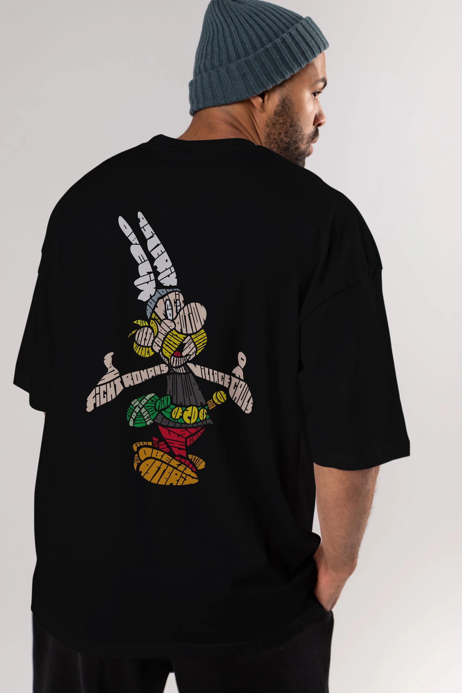 Asterix Arka Baskılı Oversize t-shirt %100 pamuk Erkek Kadın Unisex
