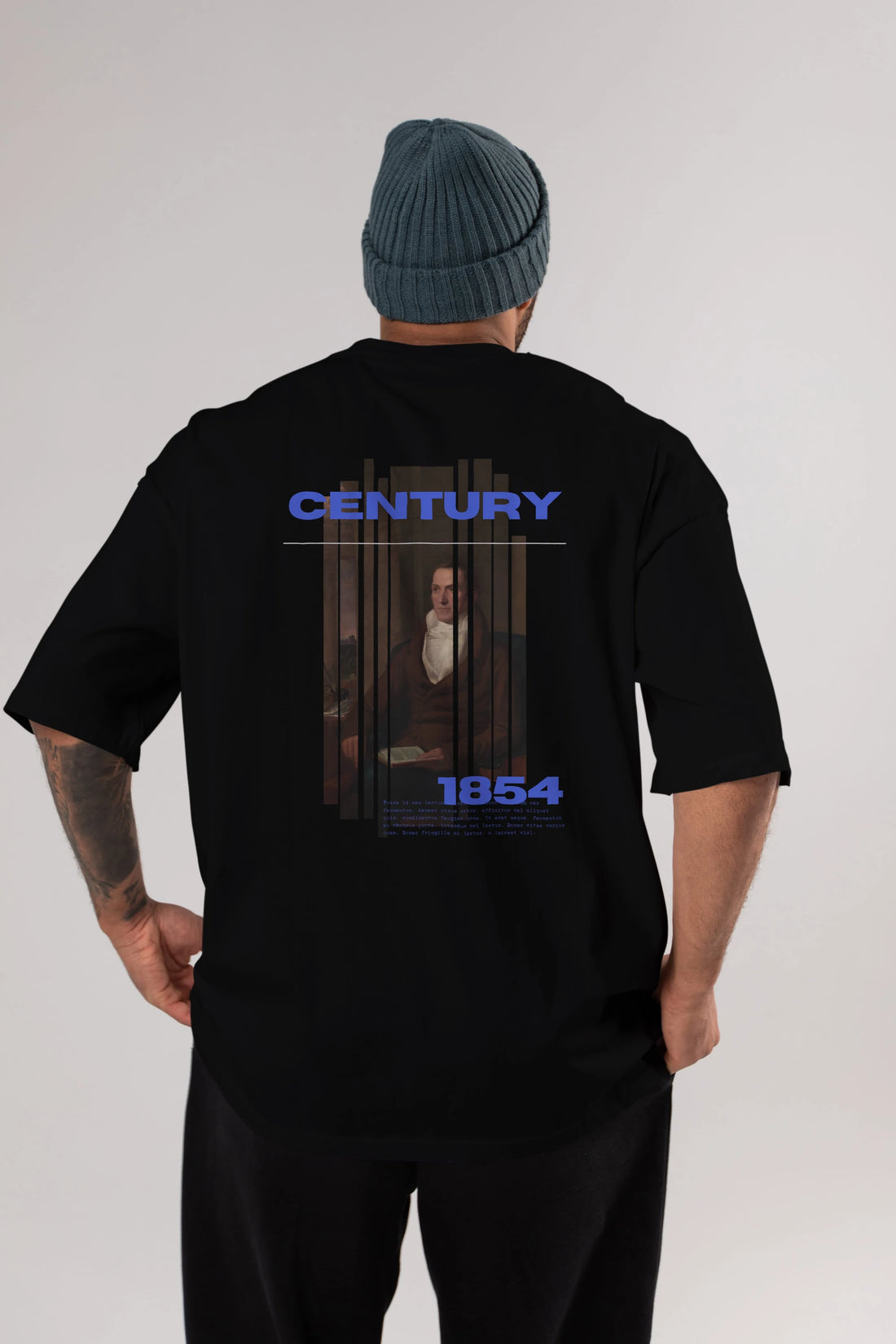 Century 1854 Yazılı Arka Baskılı Oversize t-shirt Erkek Kadın Unisex
