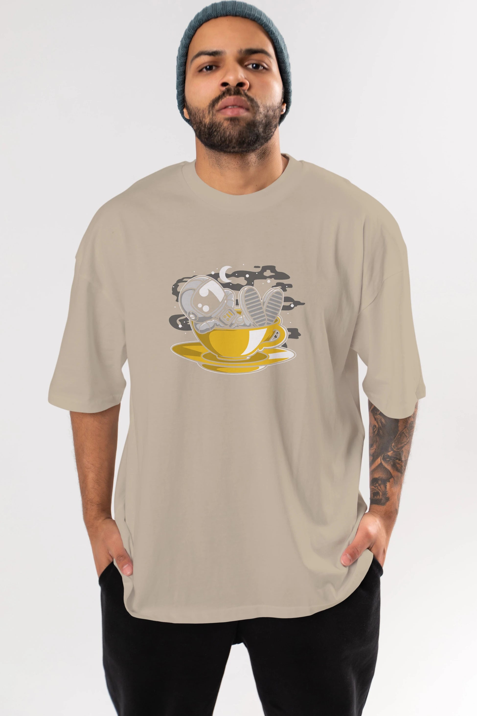 Astronaut Relax Ön Baskılı Oversize t-shirt Erkek Kadın Unisex