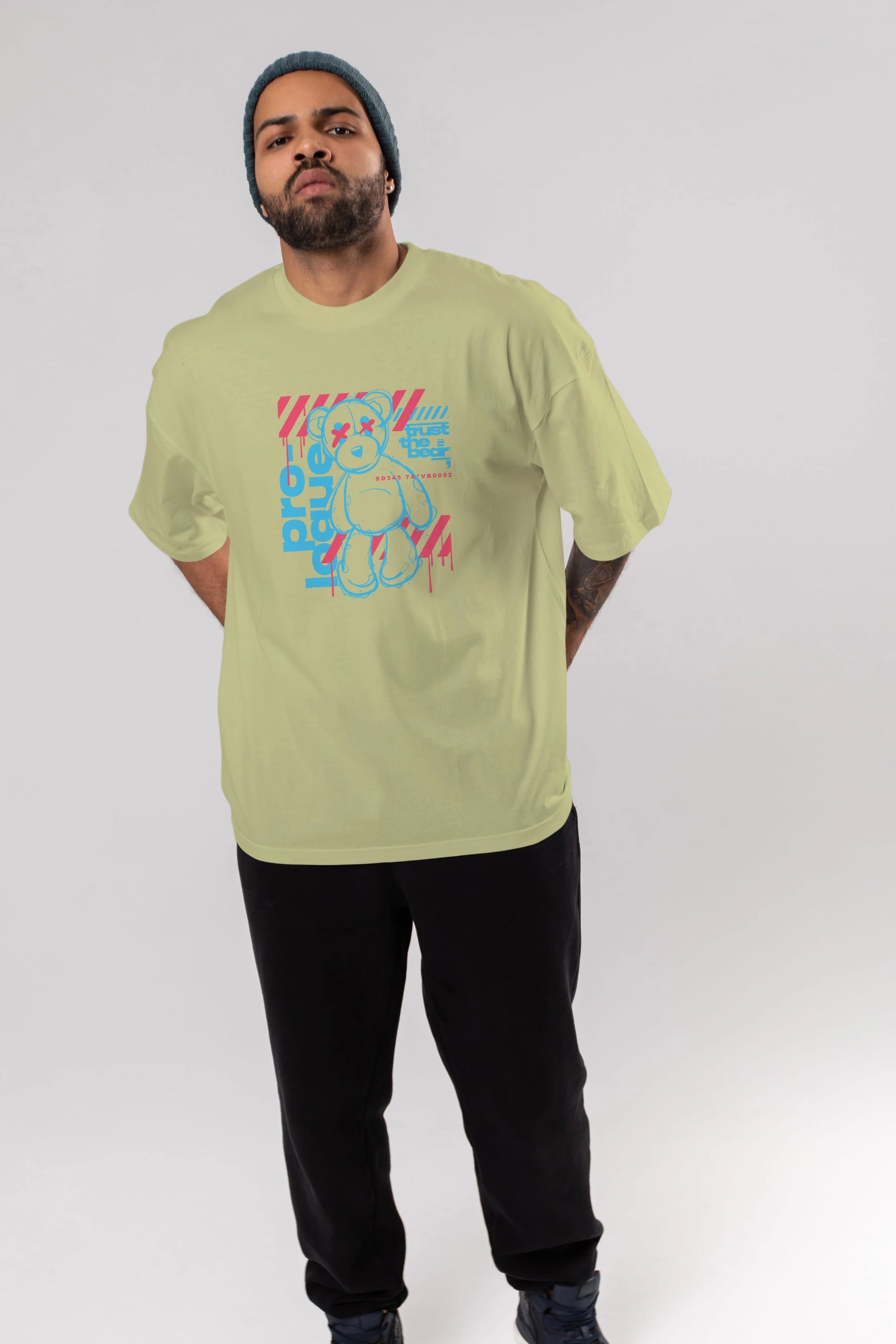 Trust The Bear Ön Baskılı Oversize t-shirt Erkek Kadın Unisex