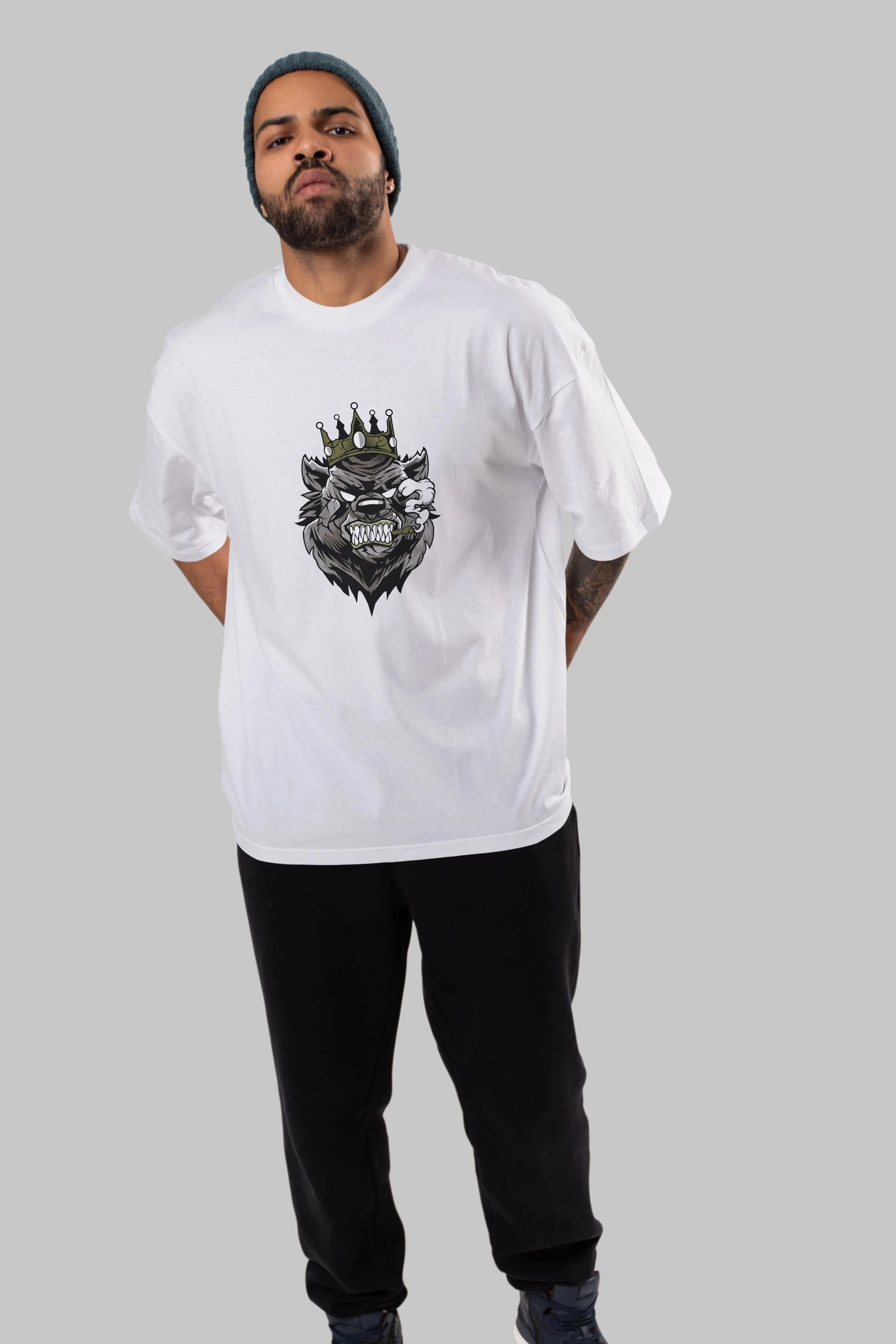 Bear King Ön Baskılı Oversize t-shirt Erkek Kadın Unisex %100 Pamuk tişort