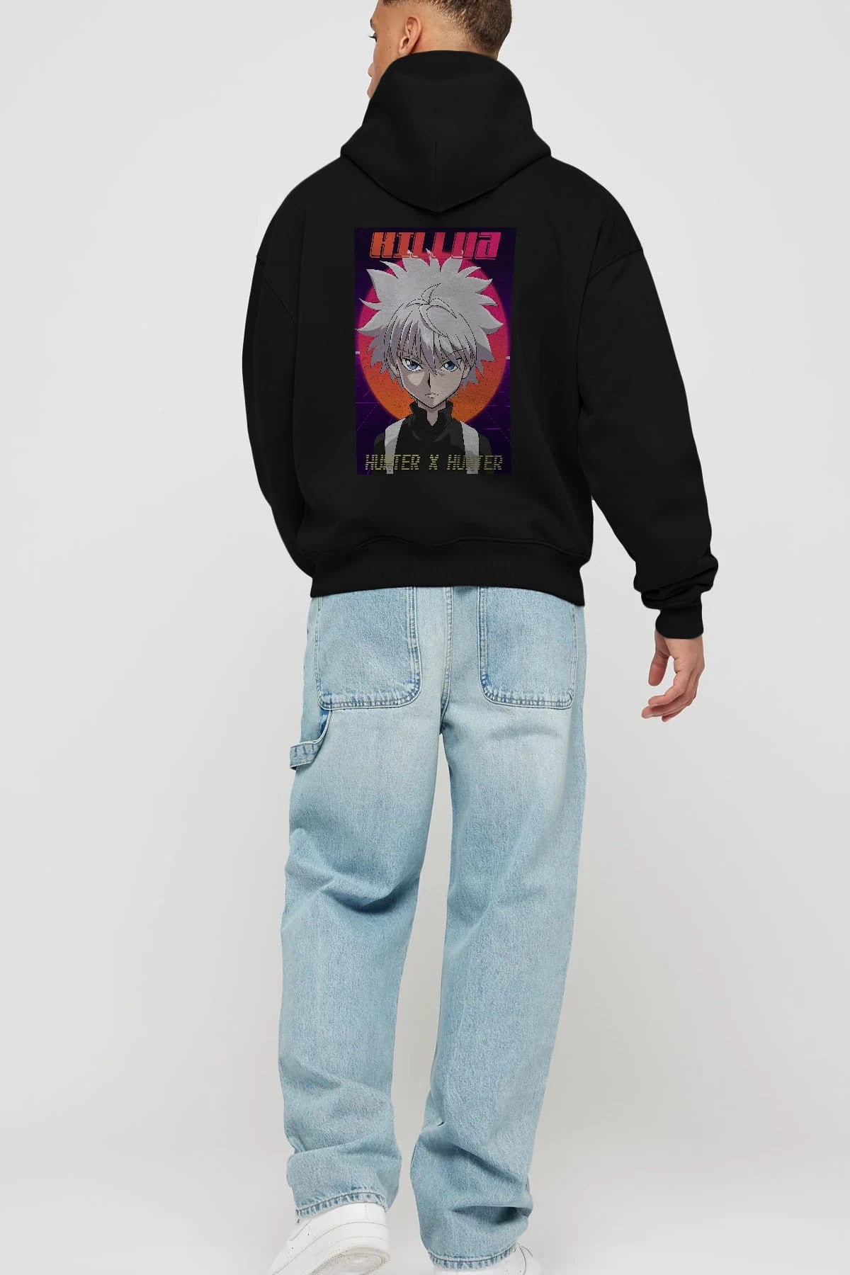 Killua Zoldyck 12 1 Anime Arka Baskılı Hoodie Oversize Kapüşonlu Sweatshirt Erkek Kadın Unisex