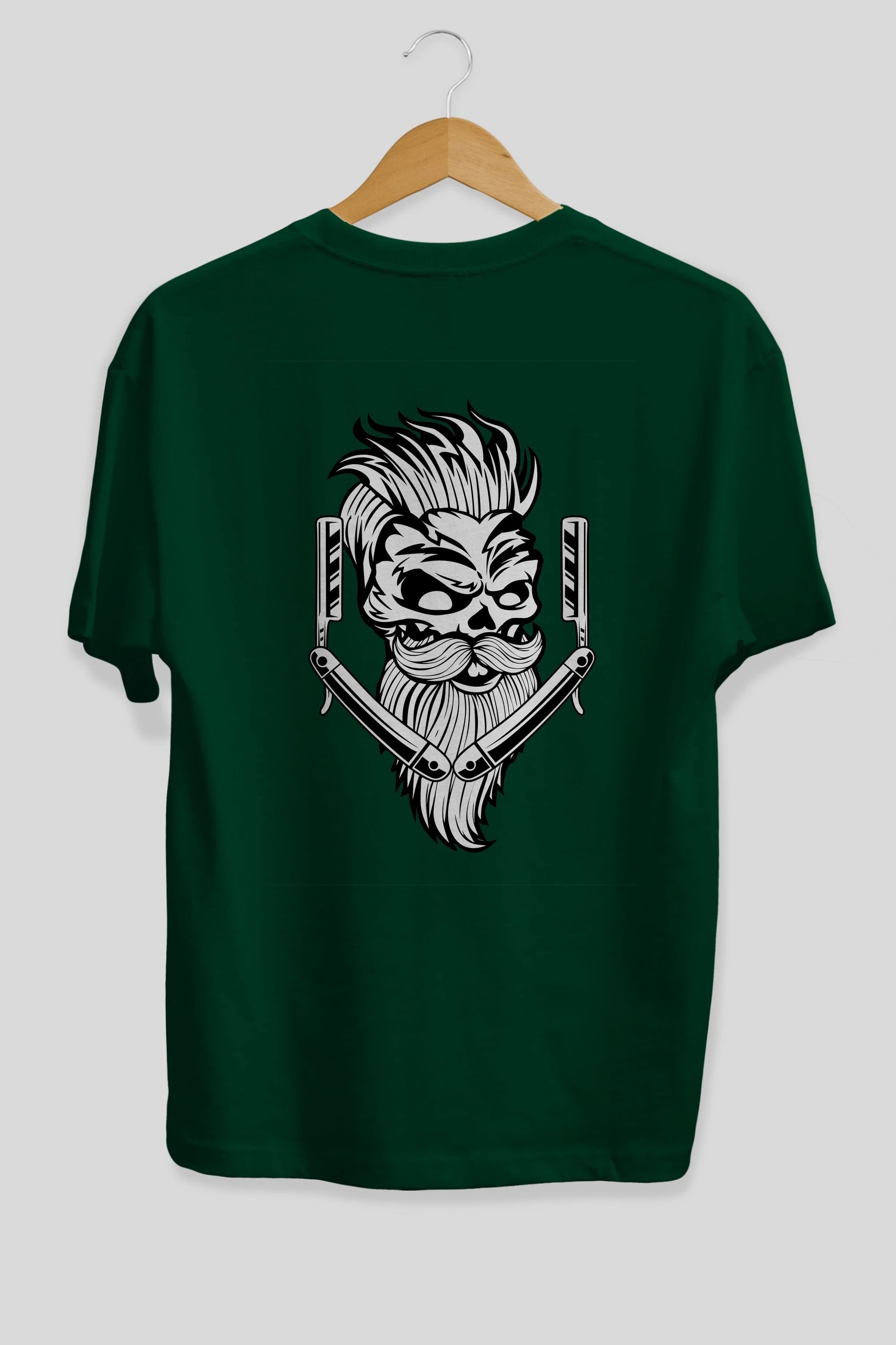 Skull Beard Arka Baskılı Oversize t-shirt Erkek Kadın Unisex %100 Pamuk tişort
