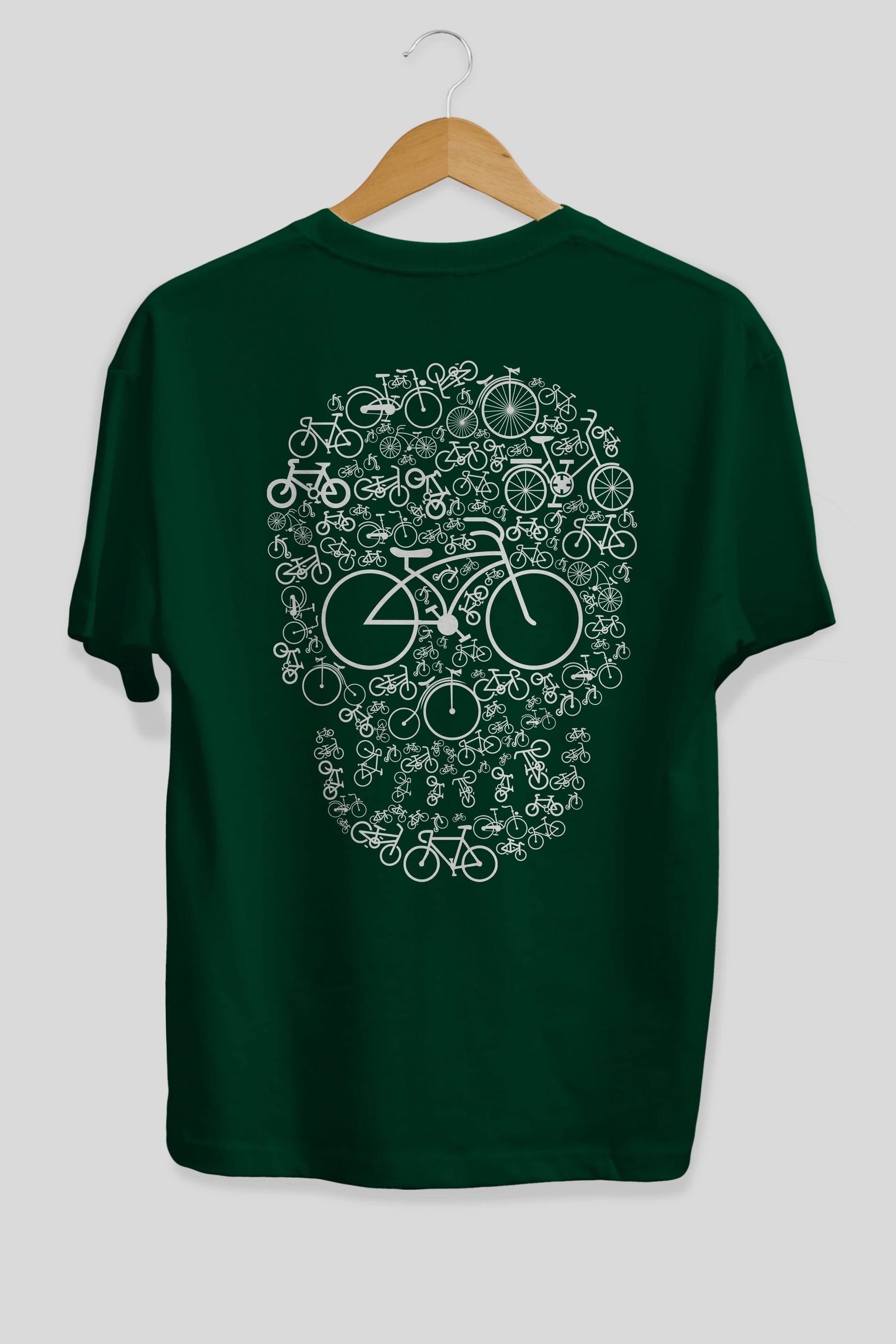 Bicycle Skull Arka Baskılı Oversize t-shirt %100 pamuk Erkek Kadın Unisex