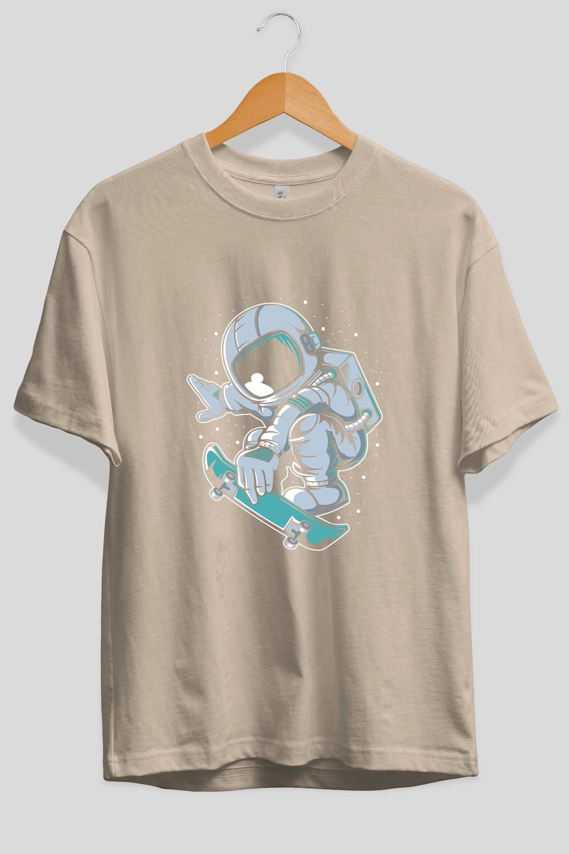 Astronaut Skateboard Jump Ön Baskılı Oversize t-shirt Erkek Kadın Unisex