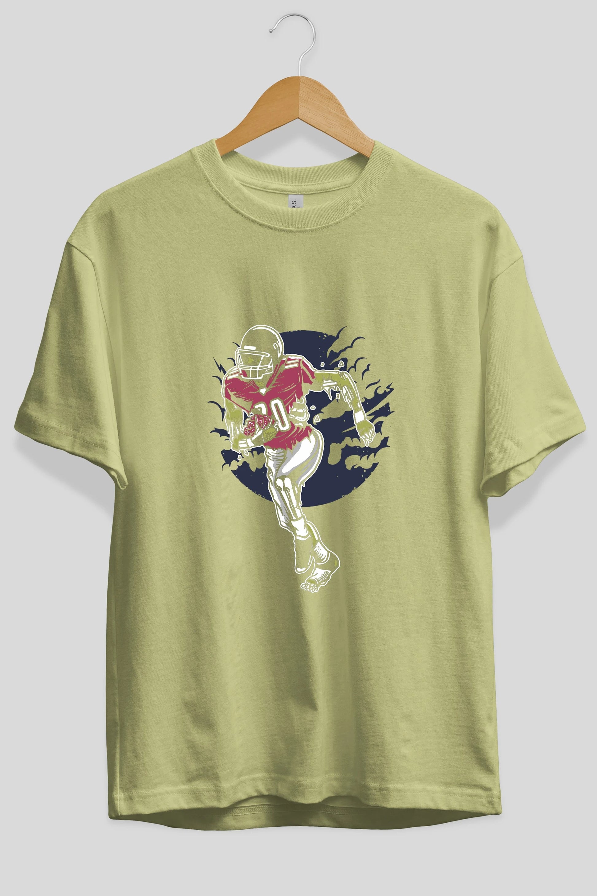 Zombie Football Ön Baskılı Oversize t-shirt Erkek Kadın Unisex %100 Pamuk tişort
