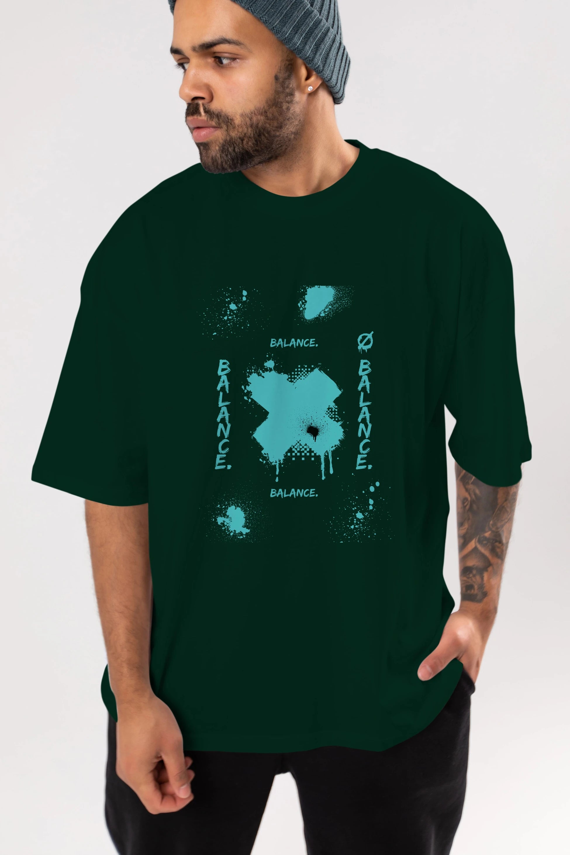 Balance Balance Yazılı Ön Baskılı Oversize t-shirt Erkek Kadın Unisex