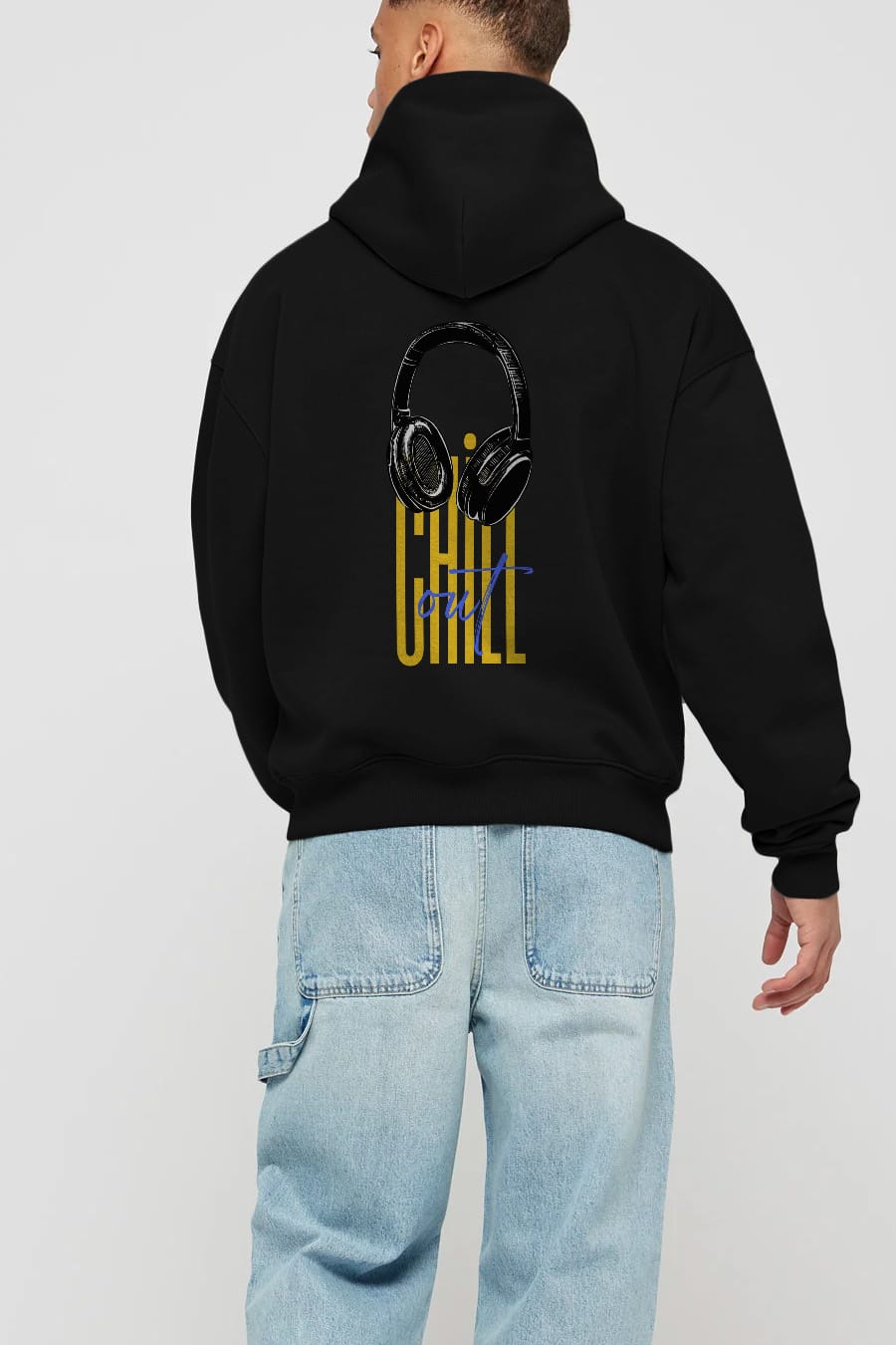 Chill Out Yazılı Arka Baskılı Oversize Hoodie Kapüşonlu Sweatshirt Erkek Kadın Unisex