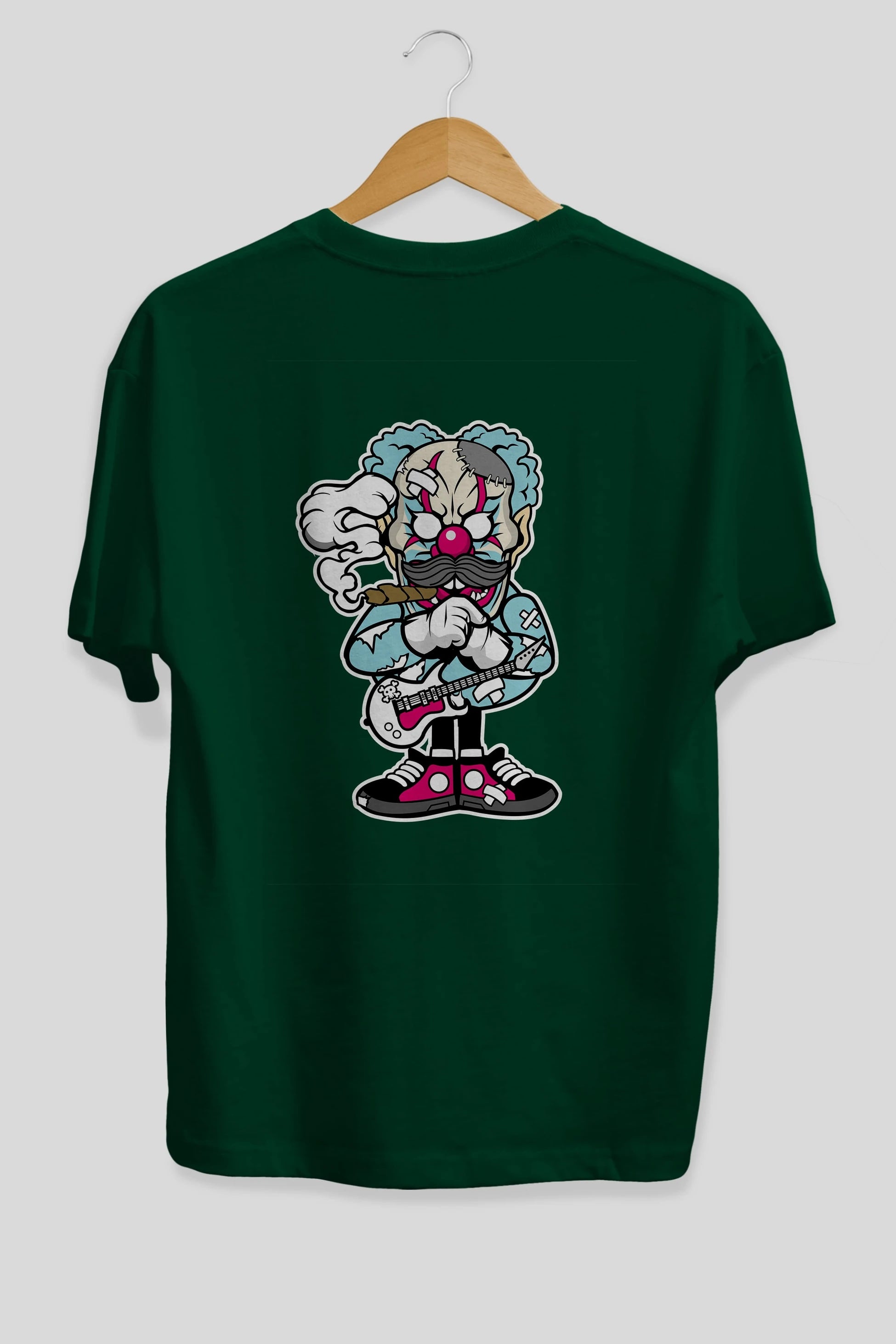 Clown Monster Arka Baskılı Oversize t-shirt Erkek Kadın Unisex %100 Pamuk tişort