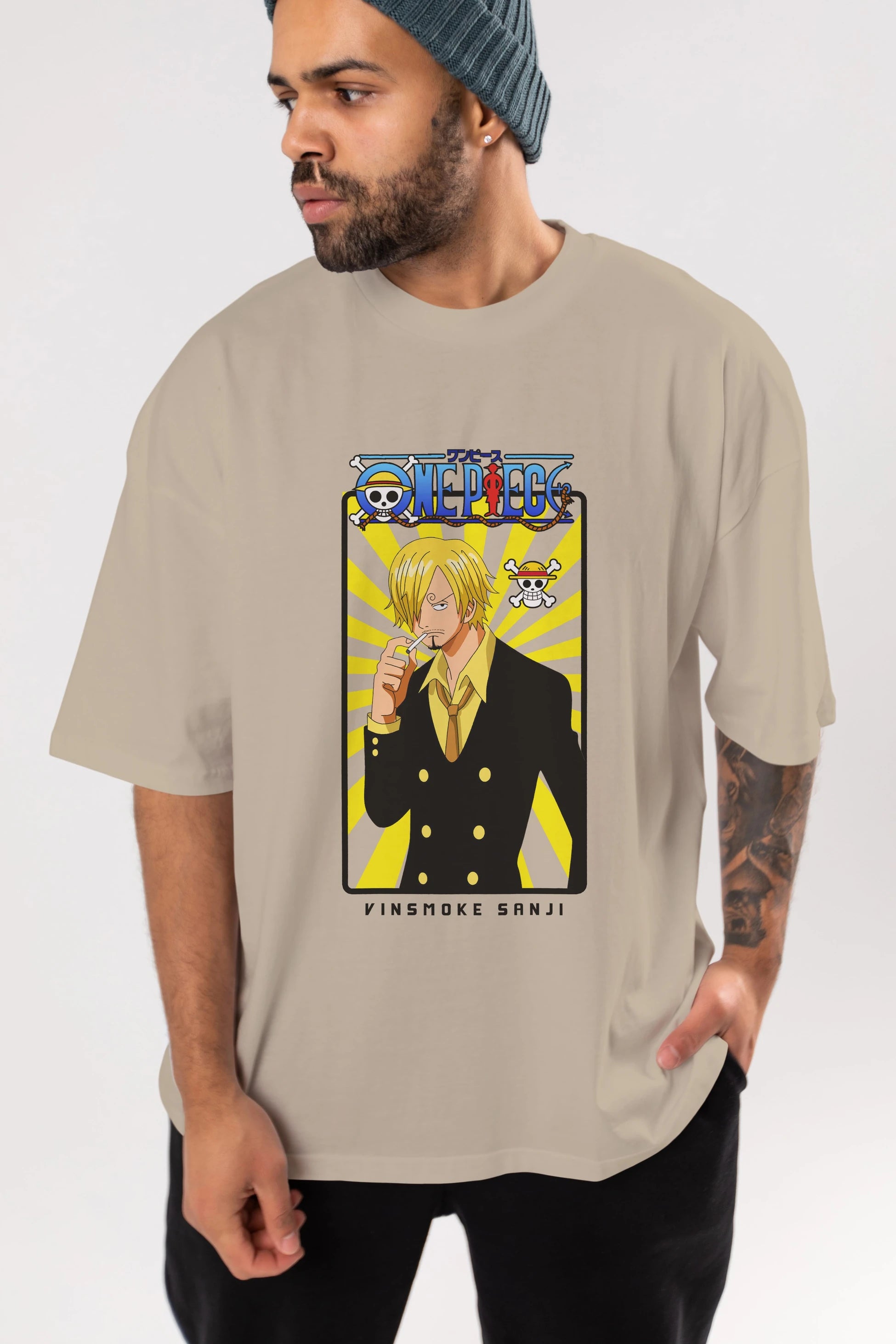 Sanji 4 Anime Ön Baskılı Oversize t-shirt Erkek Kadın Unisex