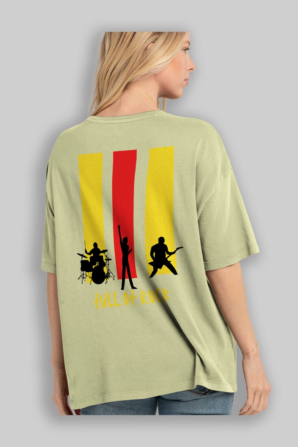 Full of Rock Yazılı Arka Baskılı Oversize t-shirt Erkek Kadın Unisex