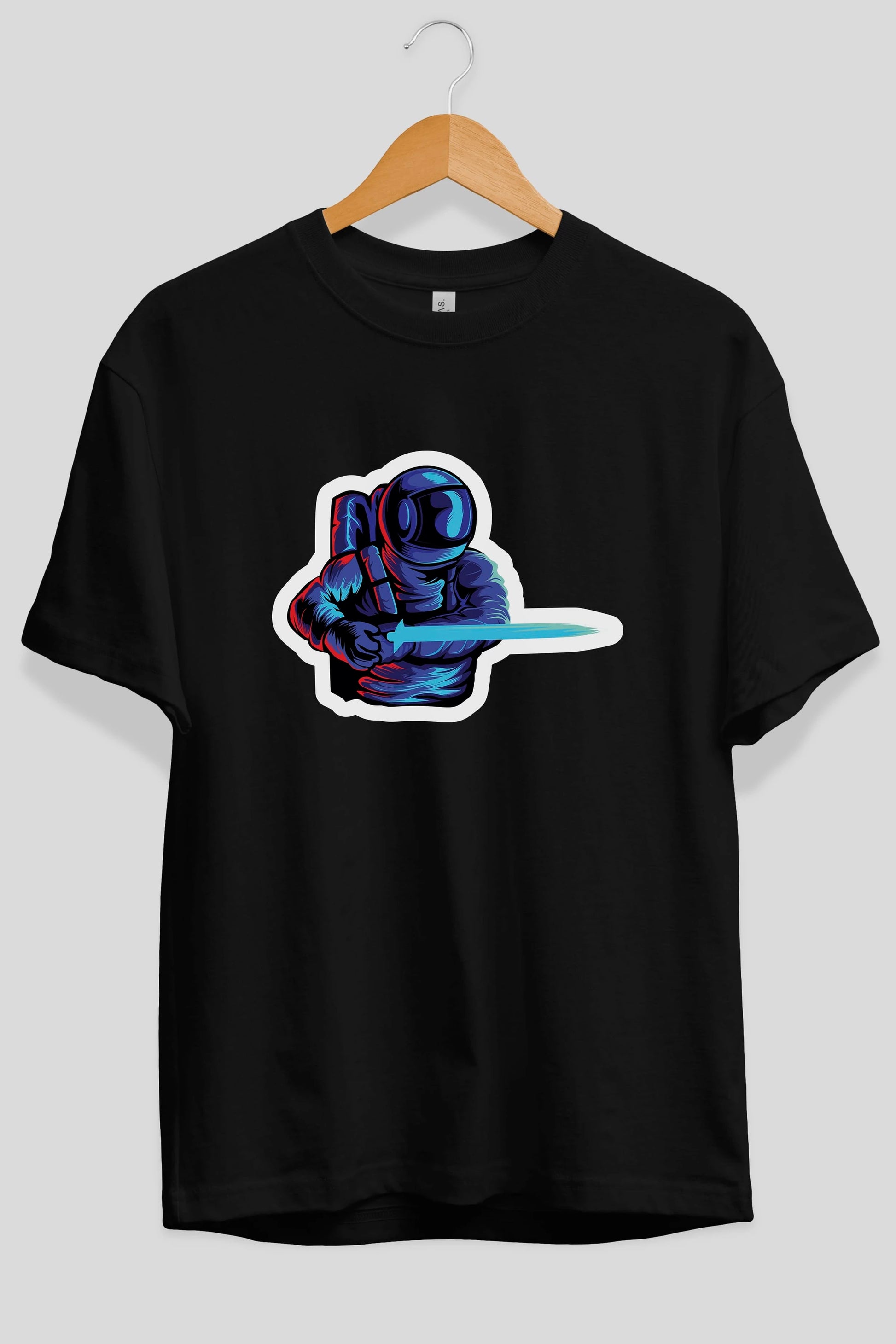 Astro Knight Sticker Ön Baskılı Oversize t-shirt Erkek Kadın Unisex