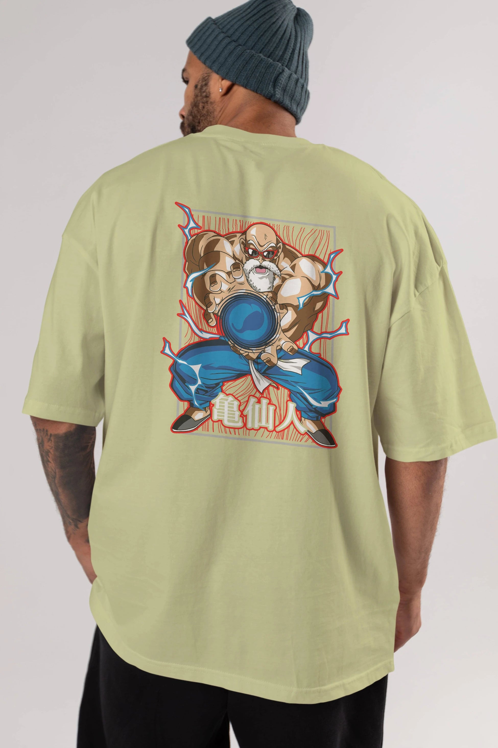 DragonBall MaestroRoshi Anime Arka Baskılı Oversize t-shirt Erkek Kadın Unisex