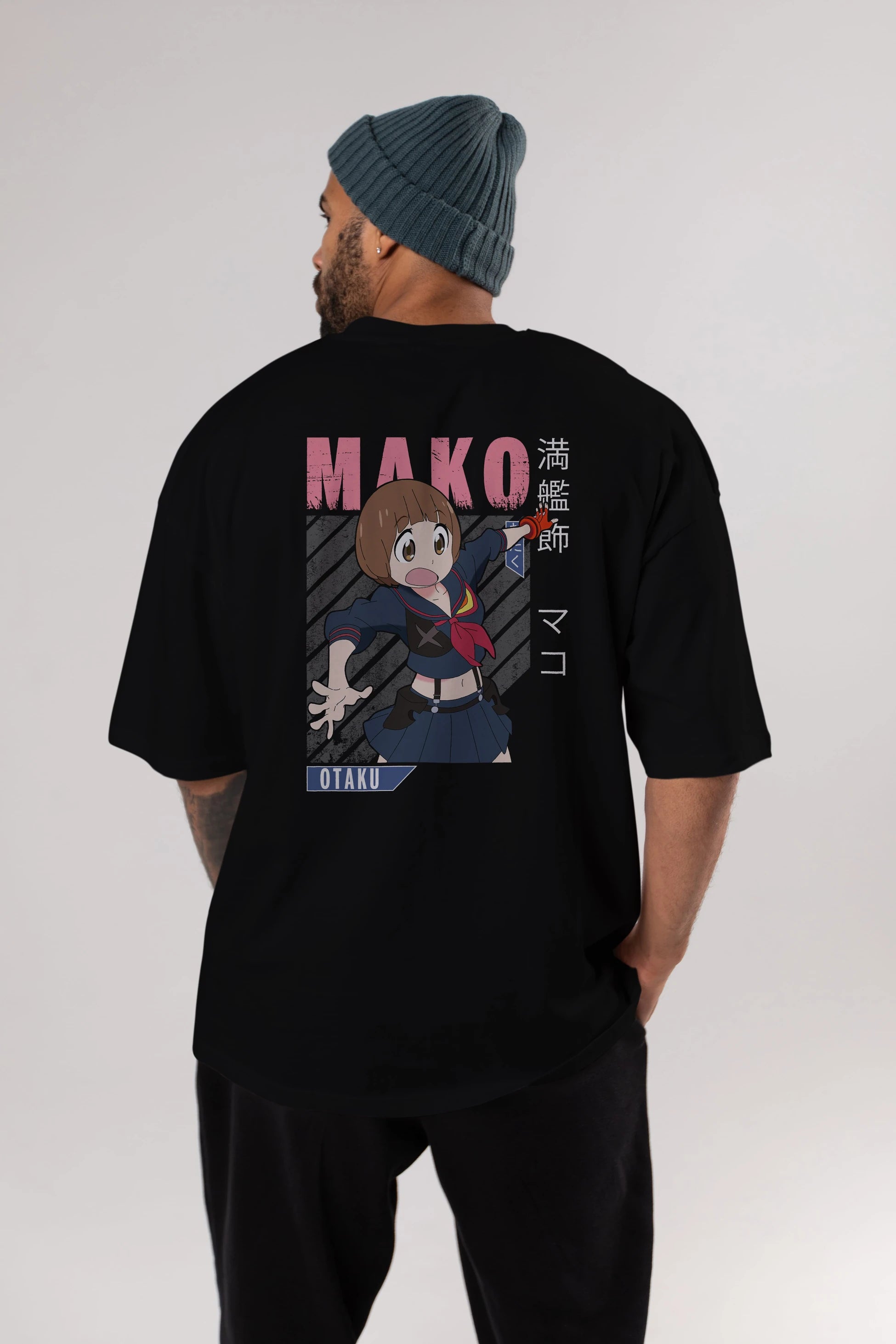Mako Mankanshoku 2 Anime Arka Baskılı Oversize t-shirt Erkek Kadın Unisex