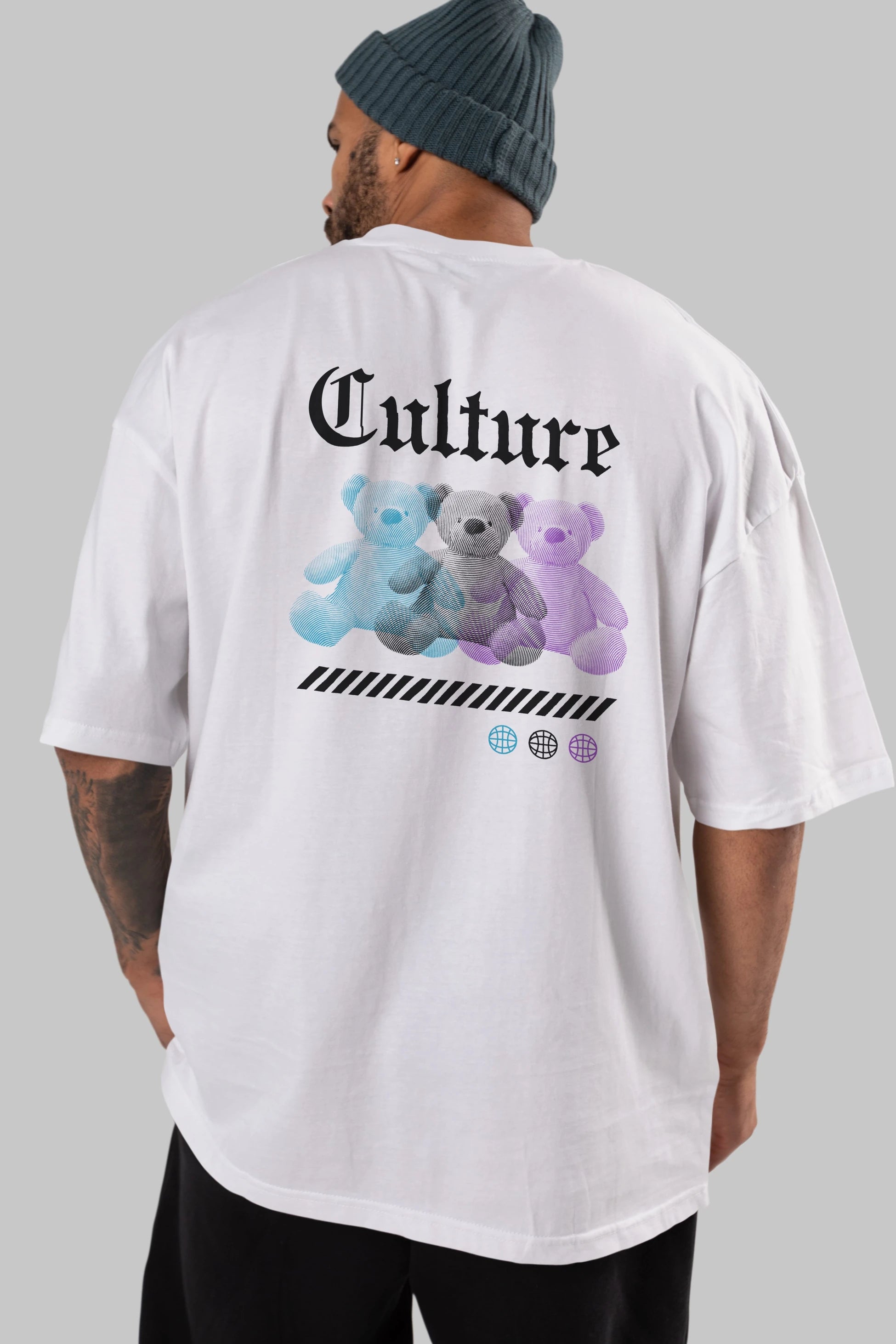 Culture Bear Arka Baskılı Oversize t-shirt Erkek Kadın Unisex