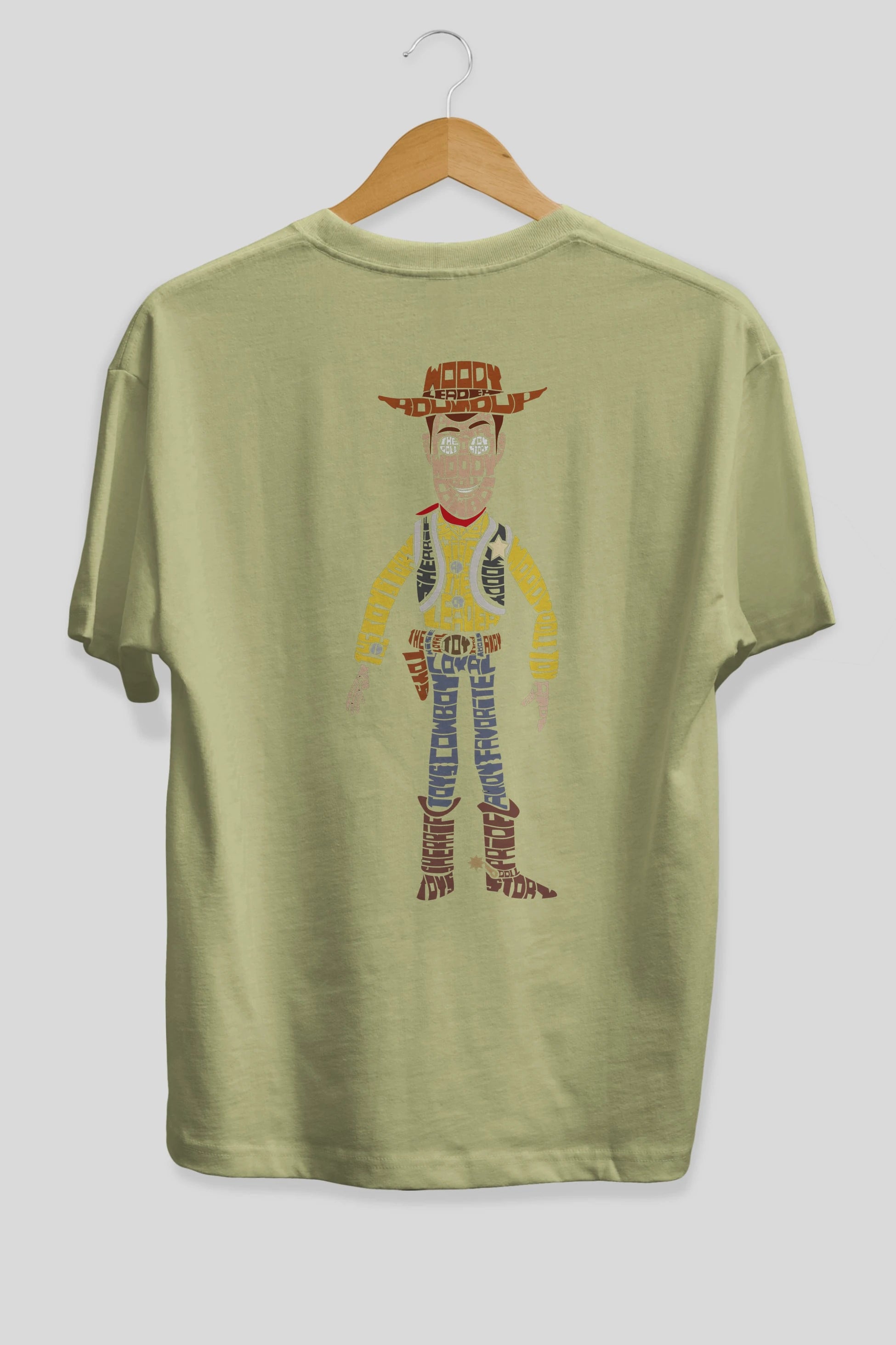 Woody Arka Baskılı Oversize t-shirt %100 pamuk Erkek Kadın Unisex