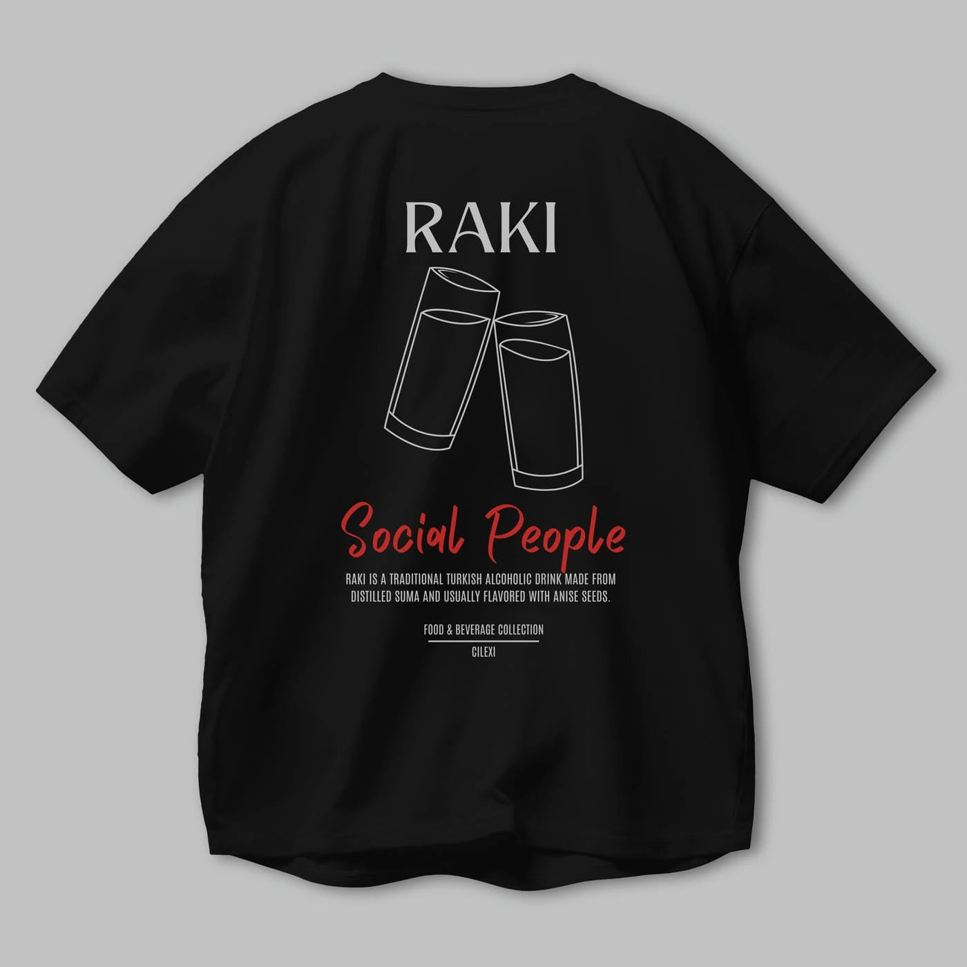 Rakı Kokteyl Serisi Baskılı Oversize t-shirt Erkek Kadın Unisex %100 Pamuk Bisiklet Yaka tişort