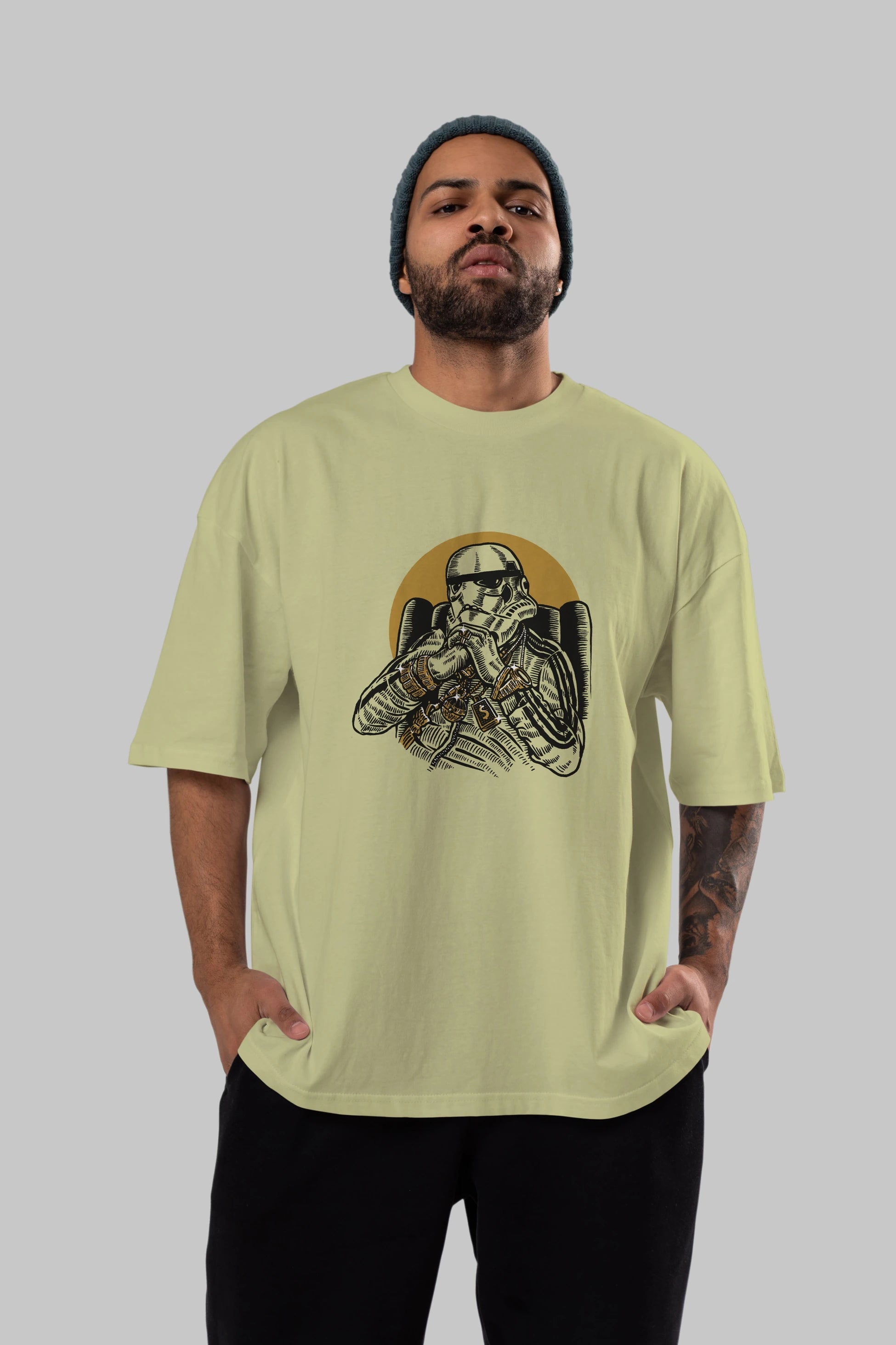 Trooper Dee Jay Ön Baskılı Oversize t-shirt Erkek Kadın Unisex %100 Pamuk tişort