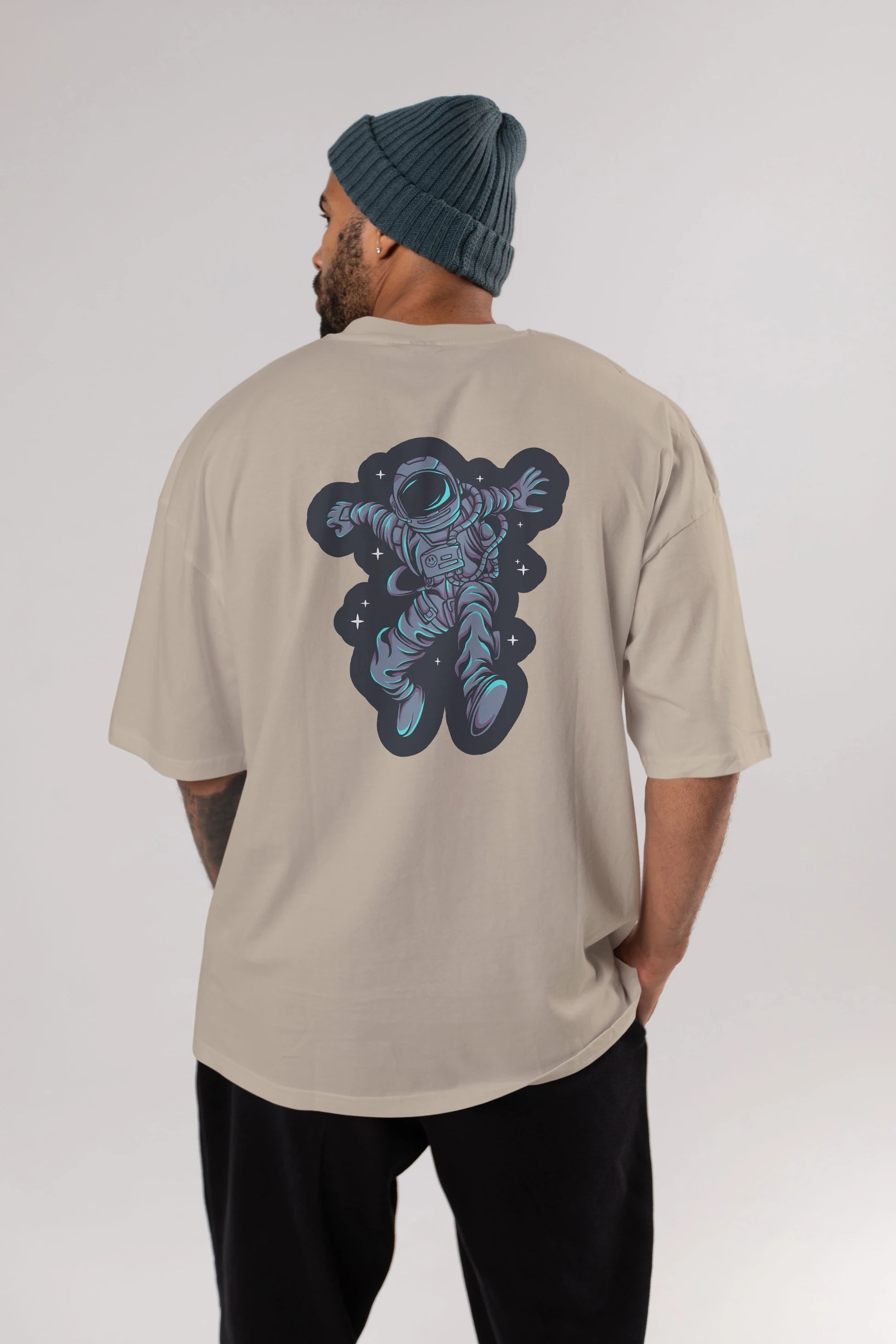 Astrostars sticker Arka Baskılı Oversize t-shirt Erkek Kadın Unisex