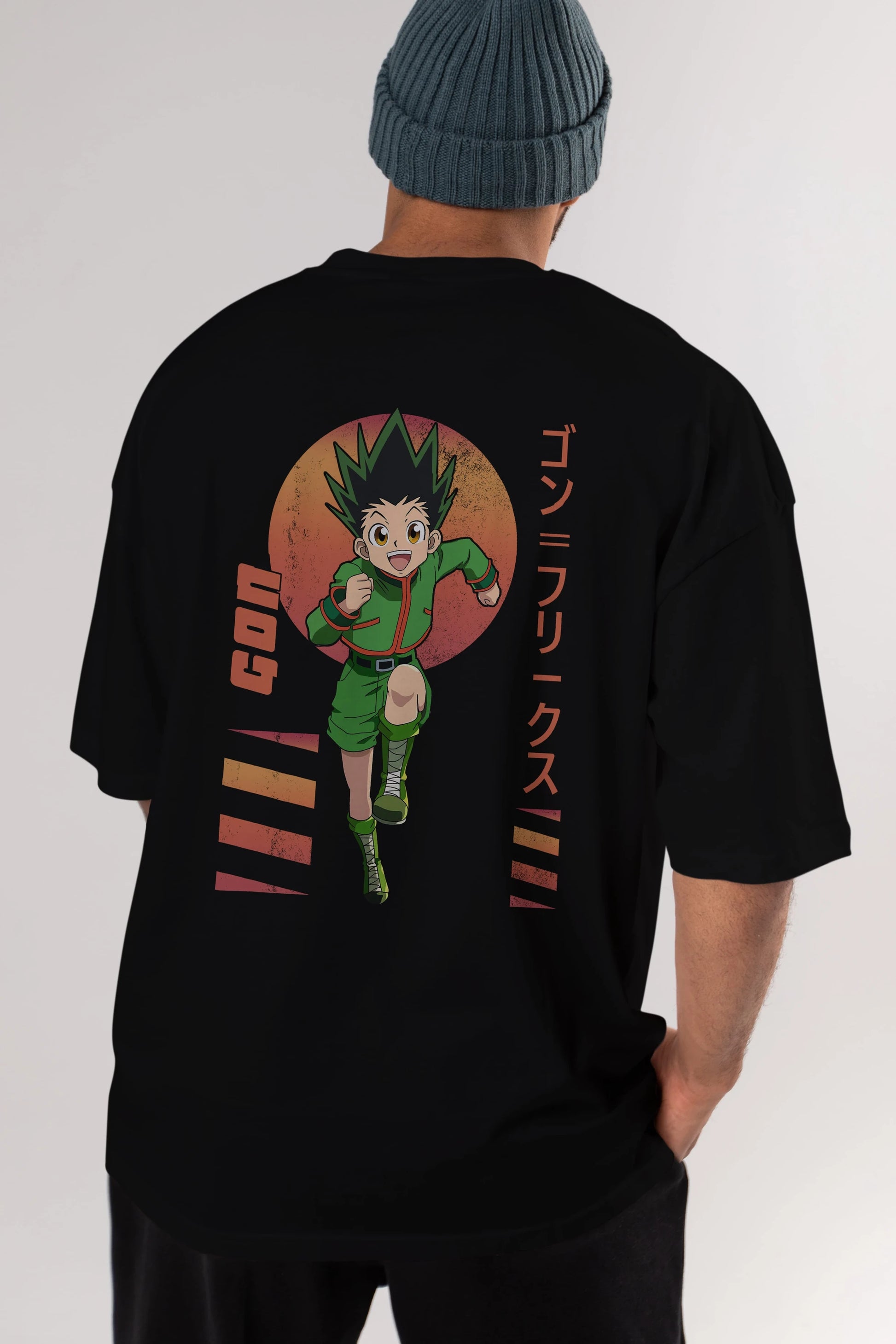 Gon Freecss HUNTER X HUNTER 2 Anime Arka Baskılı Oversize t-shirt Erkek Kadın Unisex